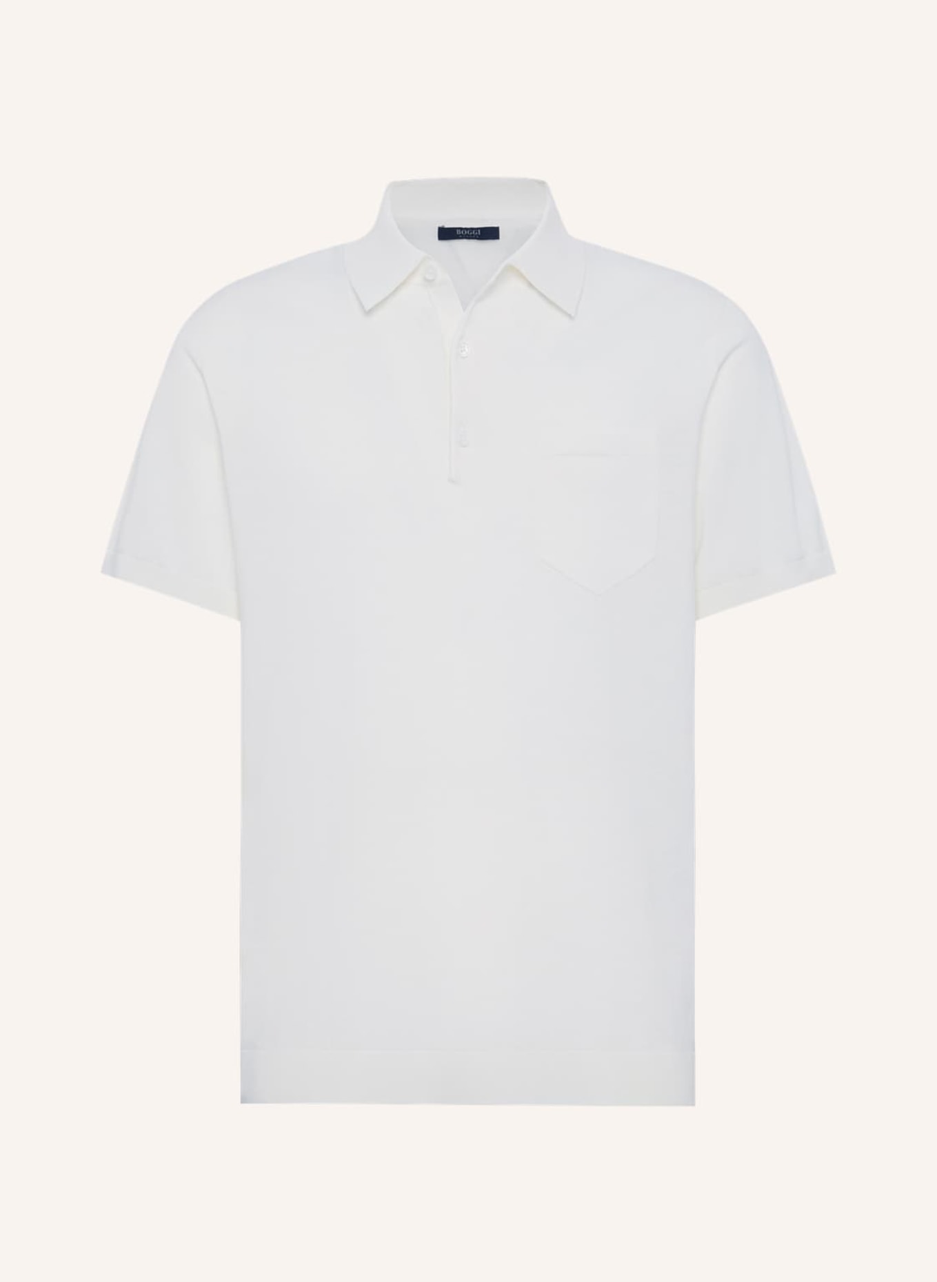 BOGGI MILANO Strick-Poloshirt aus Leinen, Farbe: WEISS (Bild 1)