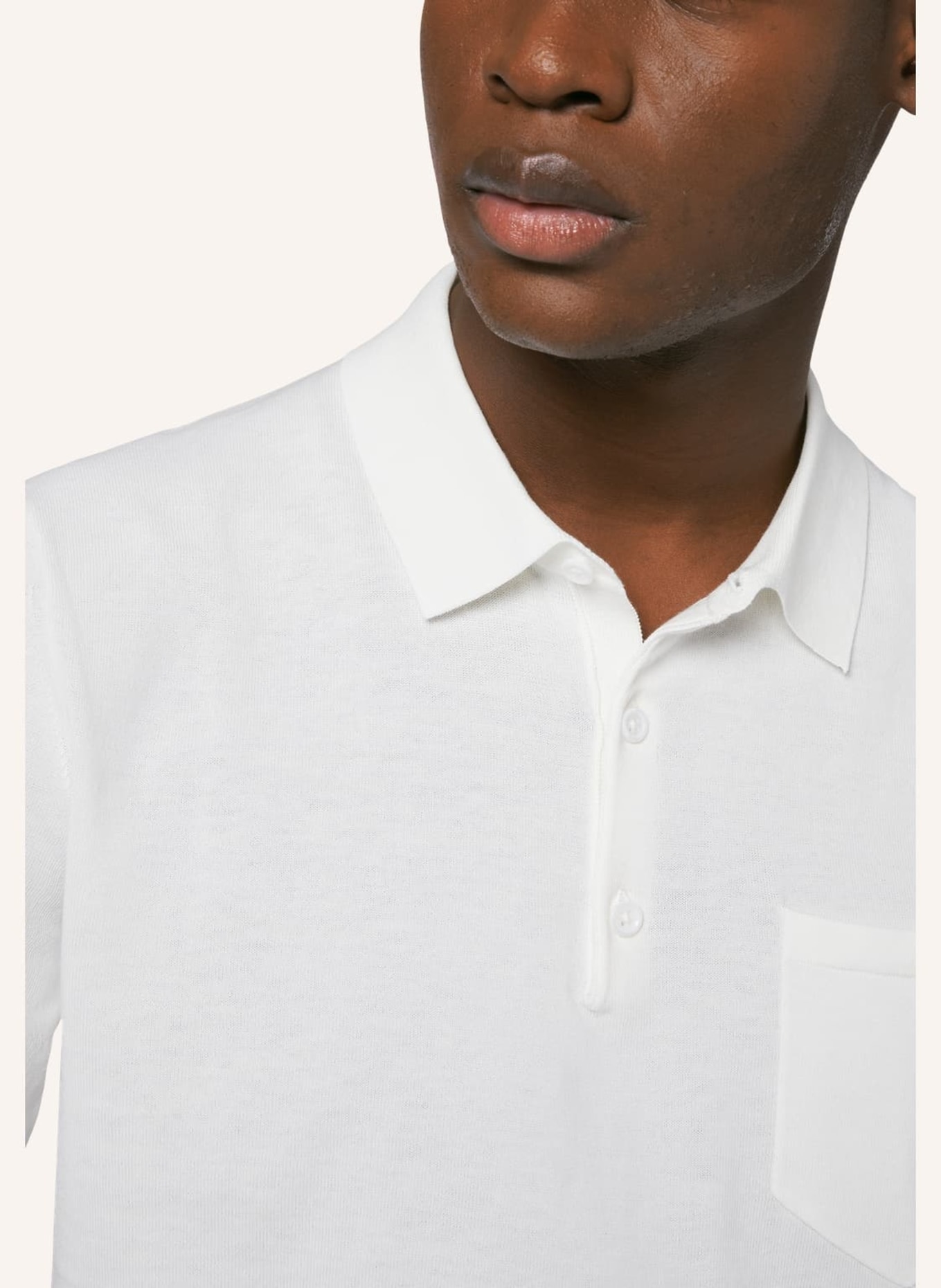BOGGI MILANO Strick-Poloshirt aus Leinen, Farbe: WEISS (Bild 3)
