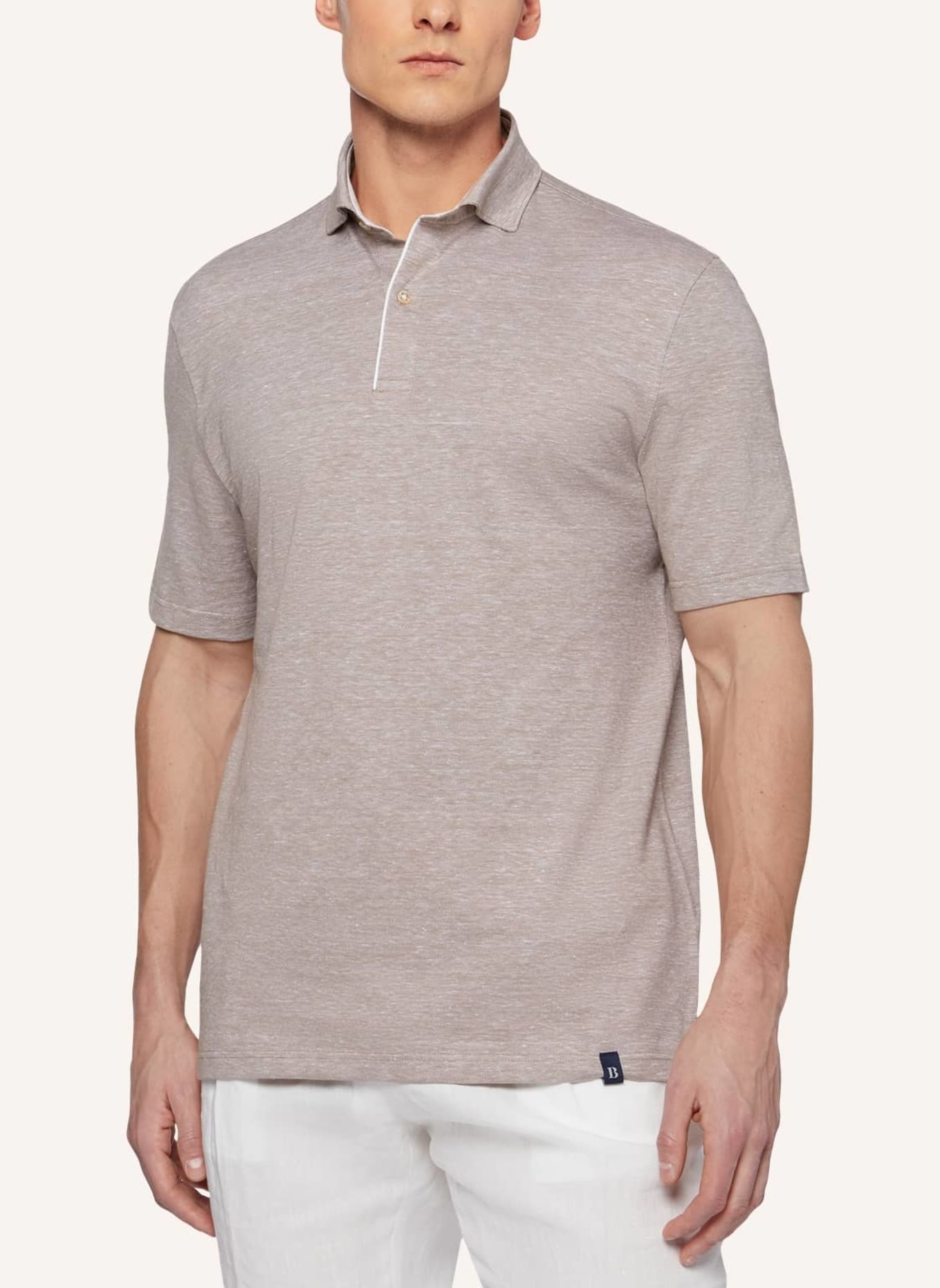 BOGGI MILANO Piqué-Poloshirt mit Leinen, Farbe: BRAUN (Bild 4)
