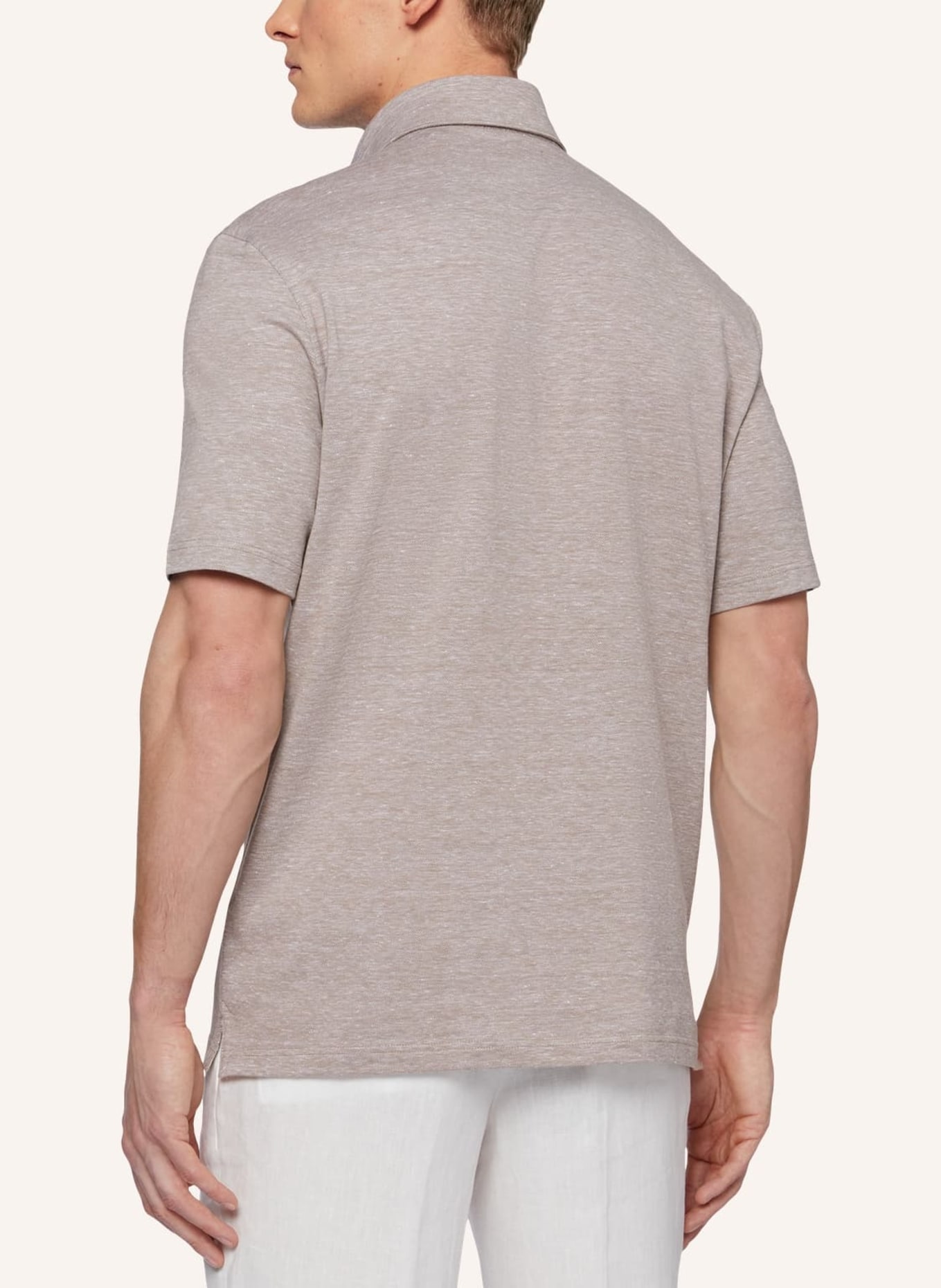 BOGGI MILANO Piqué-Poloshirt mit Leinen, Farbe: BRAUN (Bild 2)