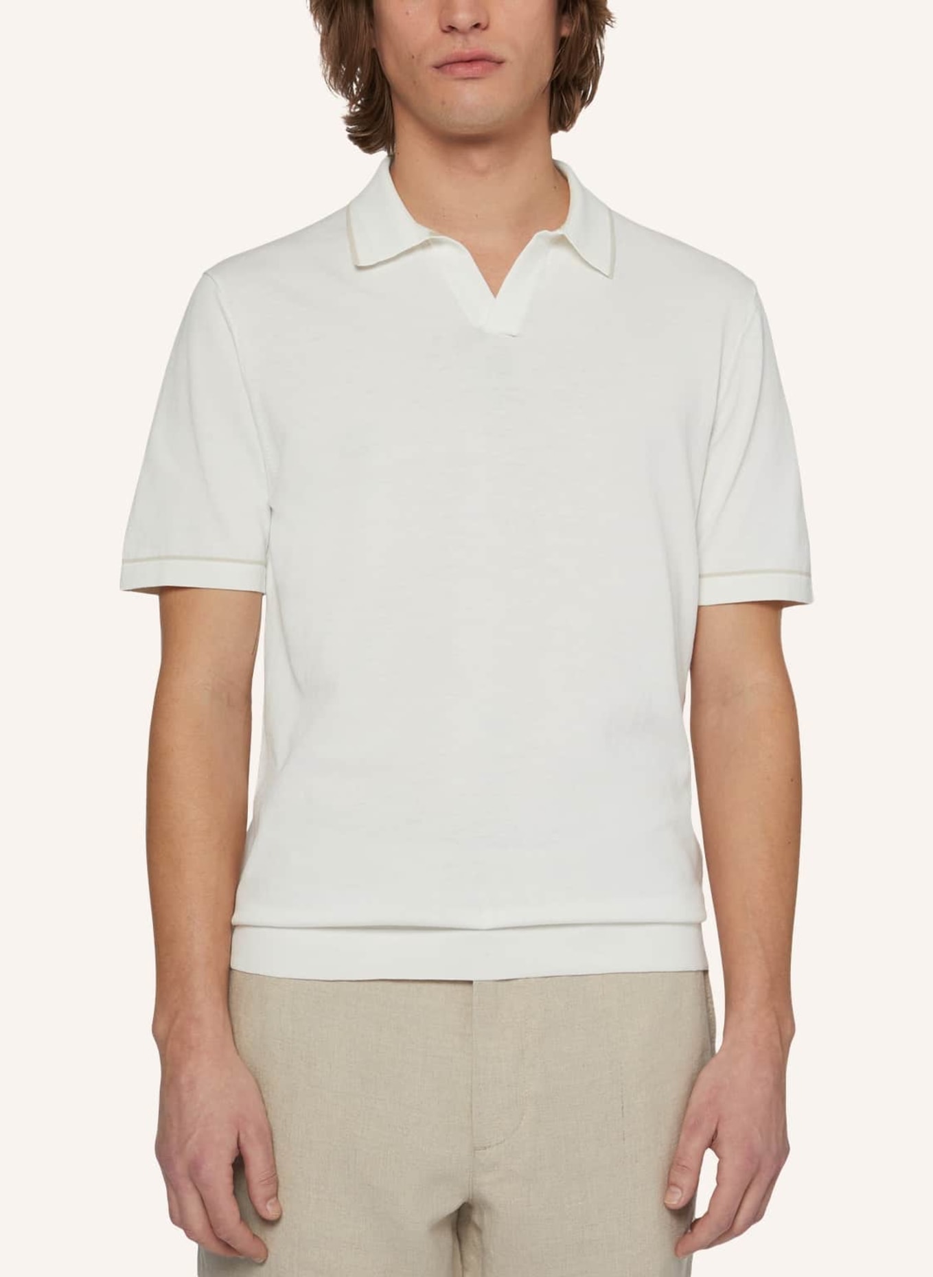 BOGGI MILANO Strick-Poloshirt, Farbe: WEISS (Bild 4)