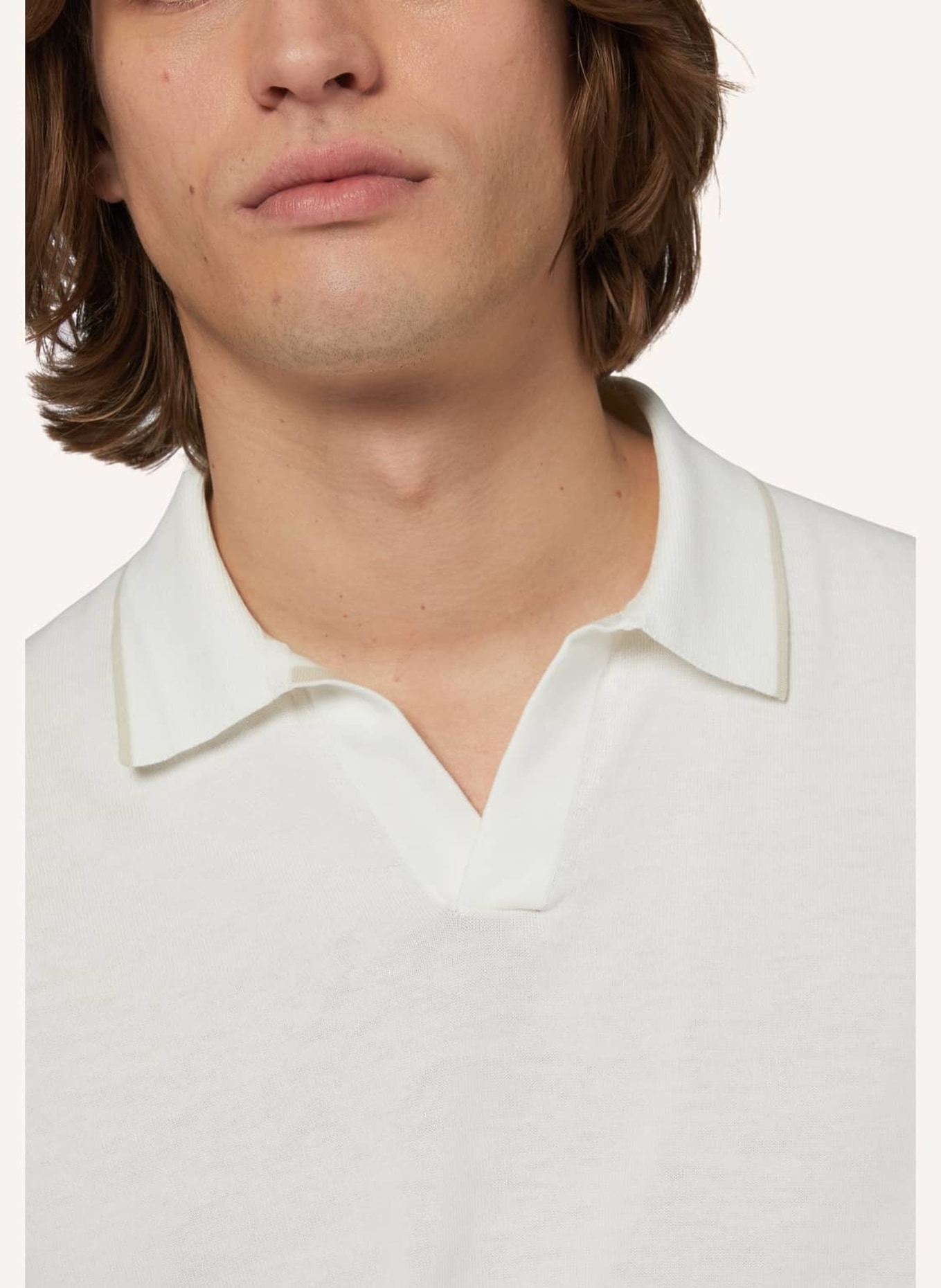 BOGGI MILANO Strick-Poloshirt, Farbe: WEISS (Bild 3)