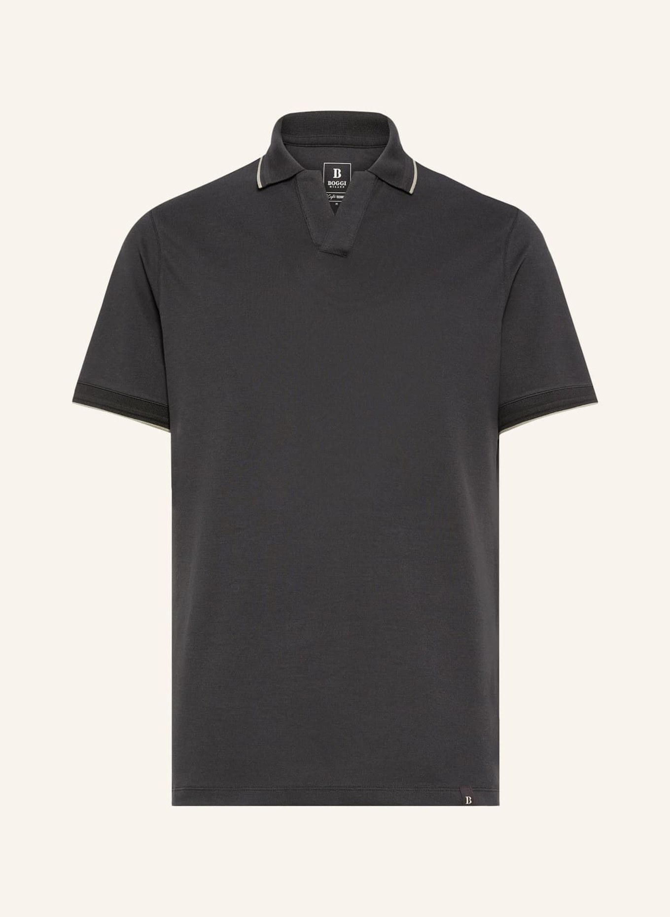 BOGGI MILANO Piqué-Poloshirt, Farbe: SCHWARZ (Bild 1)