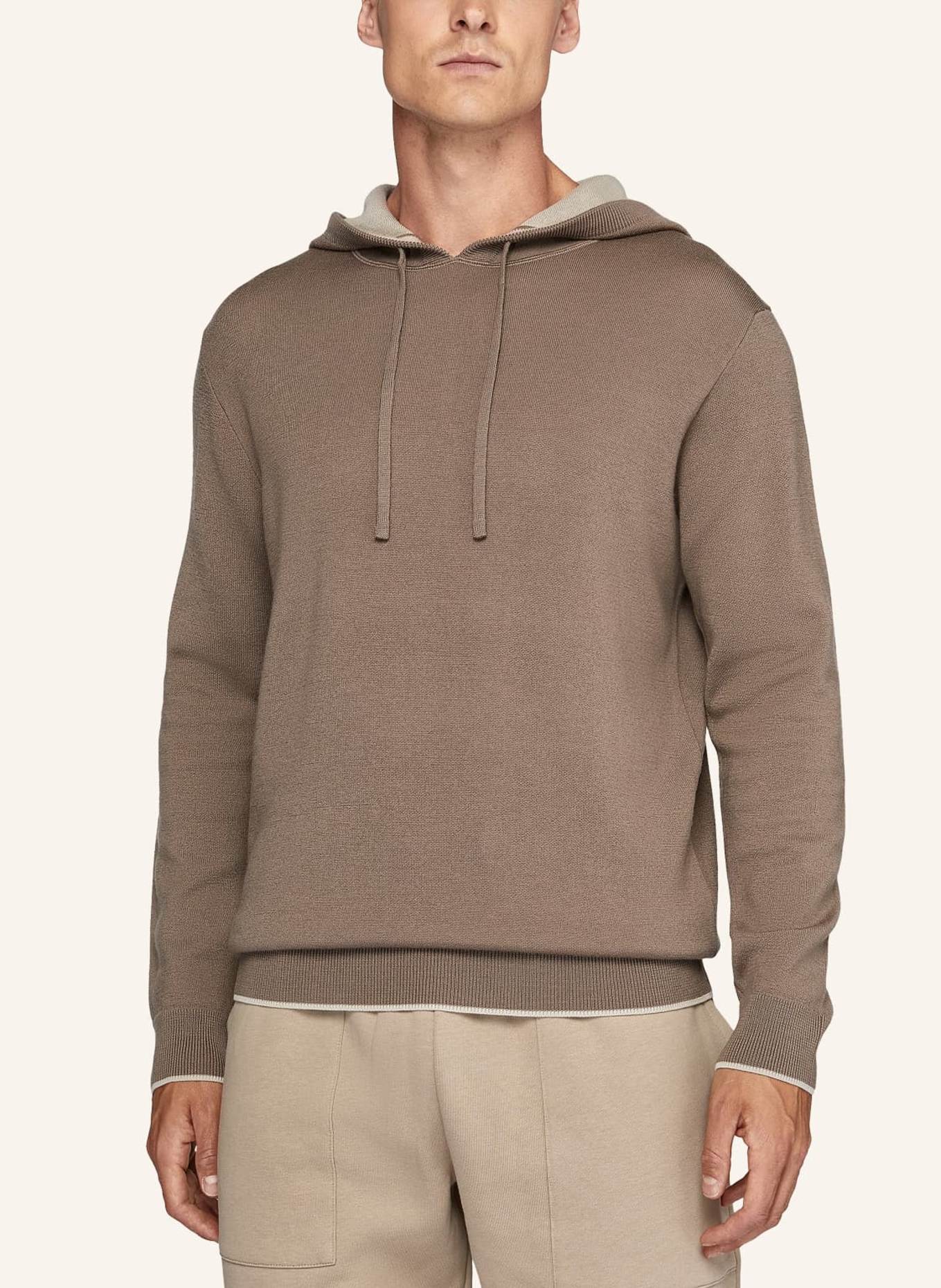 BOGGI MILANO Hoodie in a Wool, Nylon and Cotton Blend, Farbe: BEIGE (Bild 4)