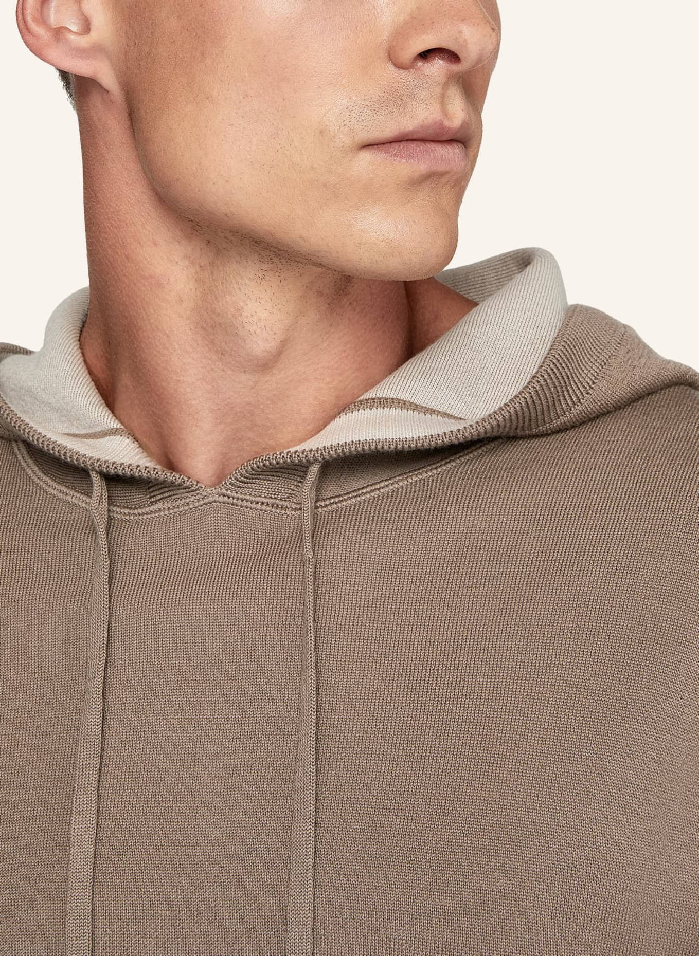 BOGGI MILANO Hoodie in a Wool, Nylon and Cotton Blend, Farbe: BEIGE (Bild 3)