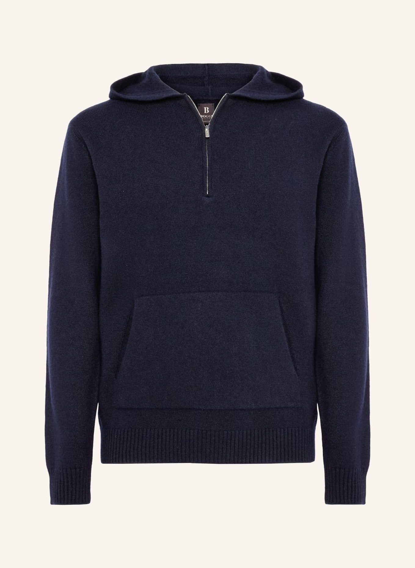 BOGGI MILANO Strick-Hoodie, Farbe: BLAU (Bild 1)