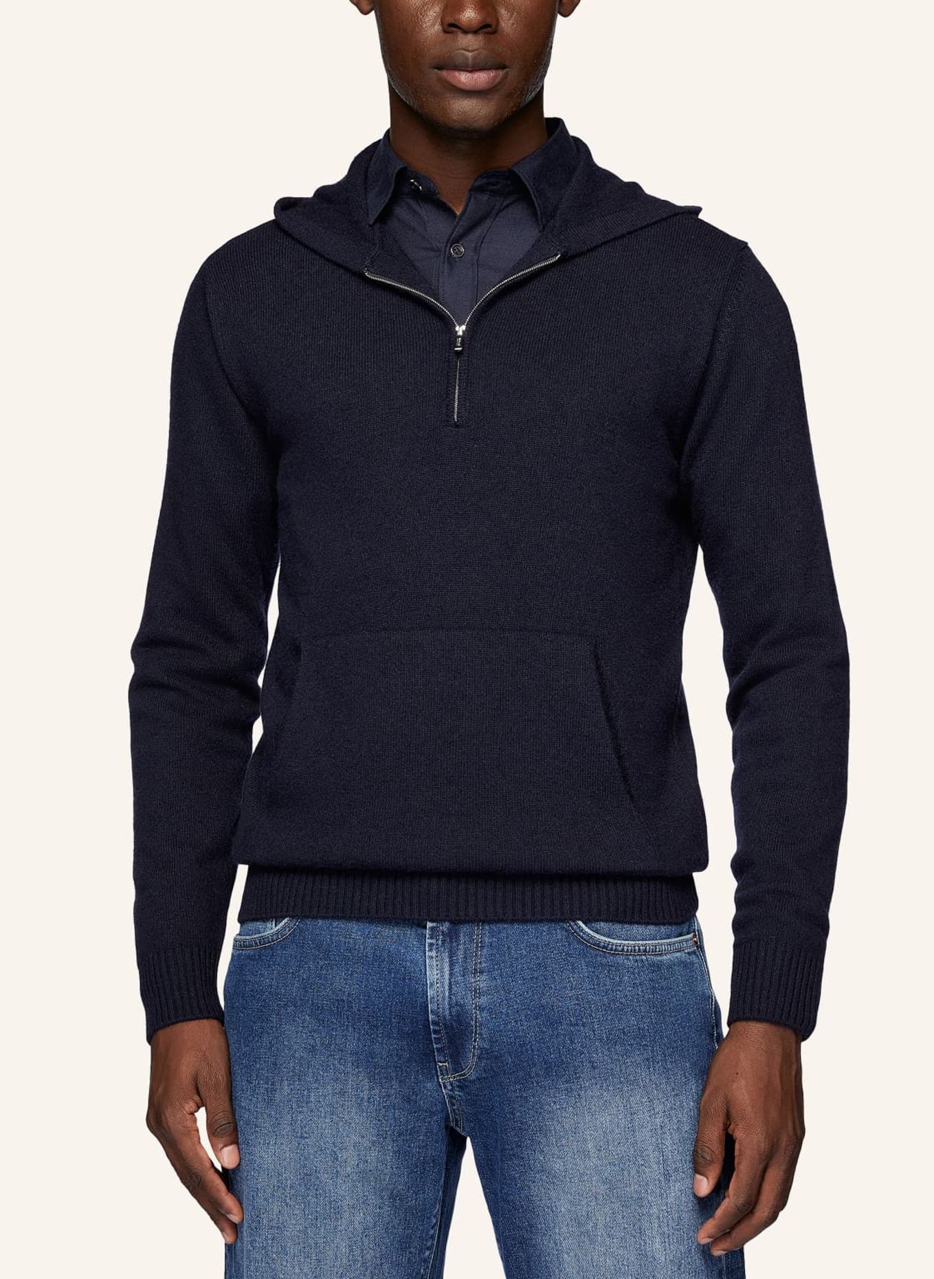 BOGGI MILANO Strick-Hoodie, Farbe: BLAU (Bild 4)