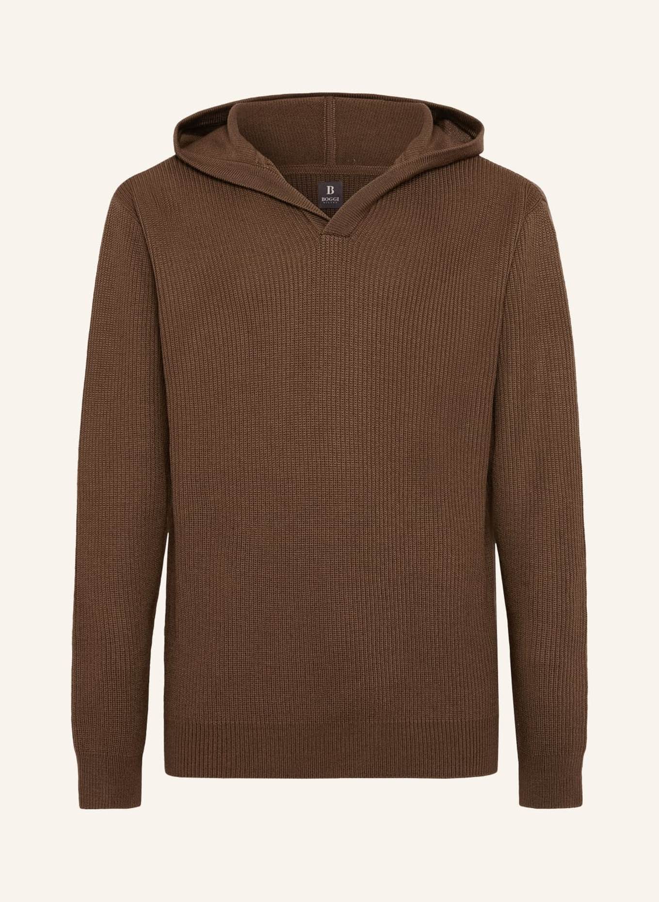 BOGGI MILANO Strick-Hoodie, Farbe: BRAUN (Bild 1)