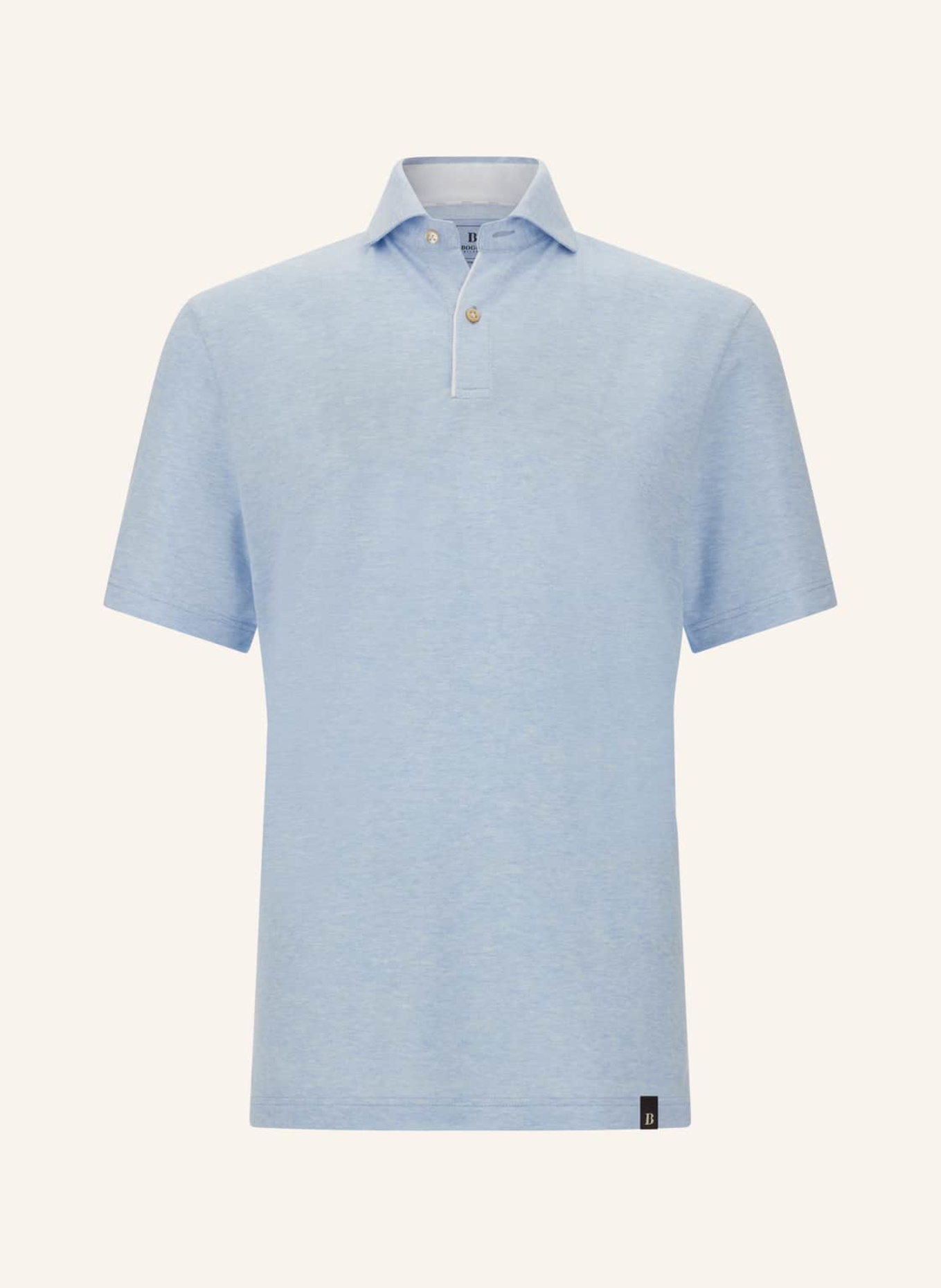 BOGGI MILANO Piqué-Poloshirt mit Leinen: HELLBLAU