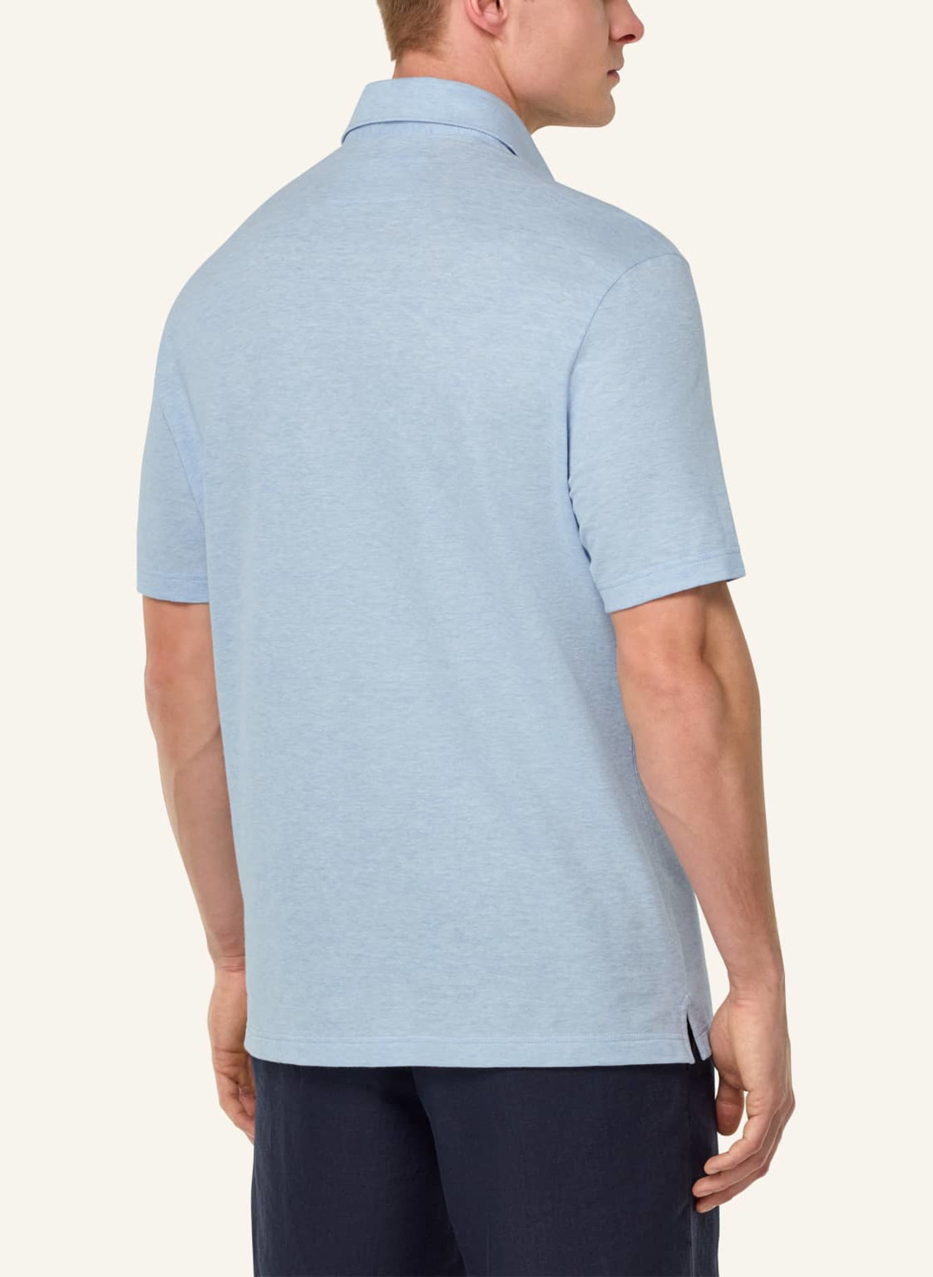 BOGGI MILANO Piqué-Poloshirt mit Leinen: HELLBLAU