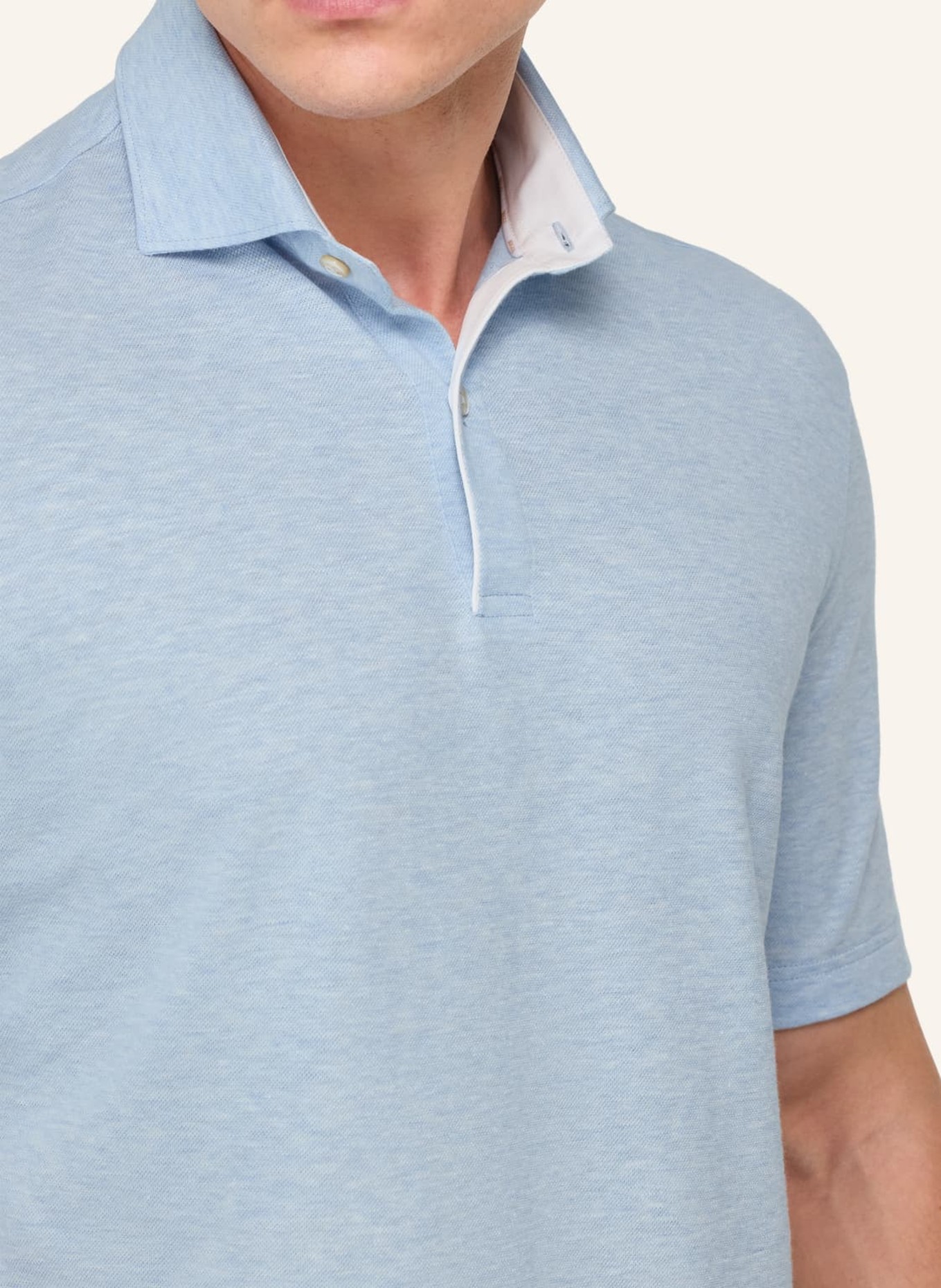 BOGGI MILANO Piqué-Poloshirt mit Leinen: HELLBLAU