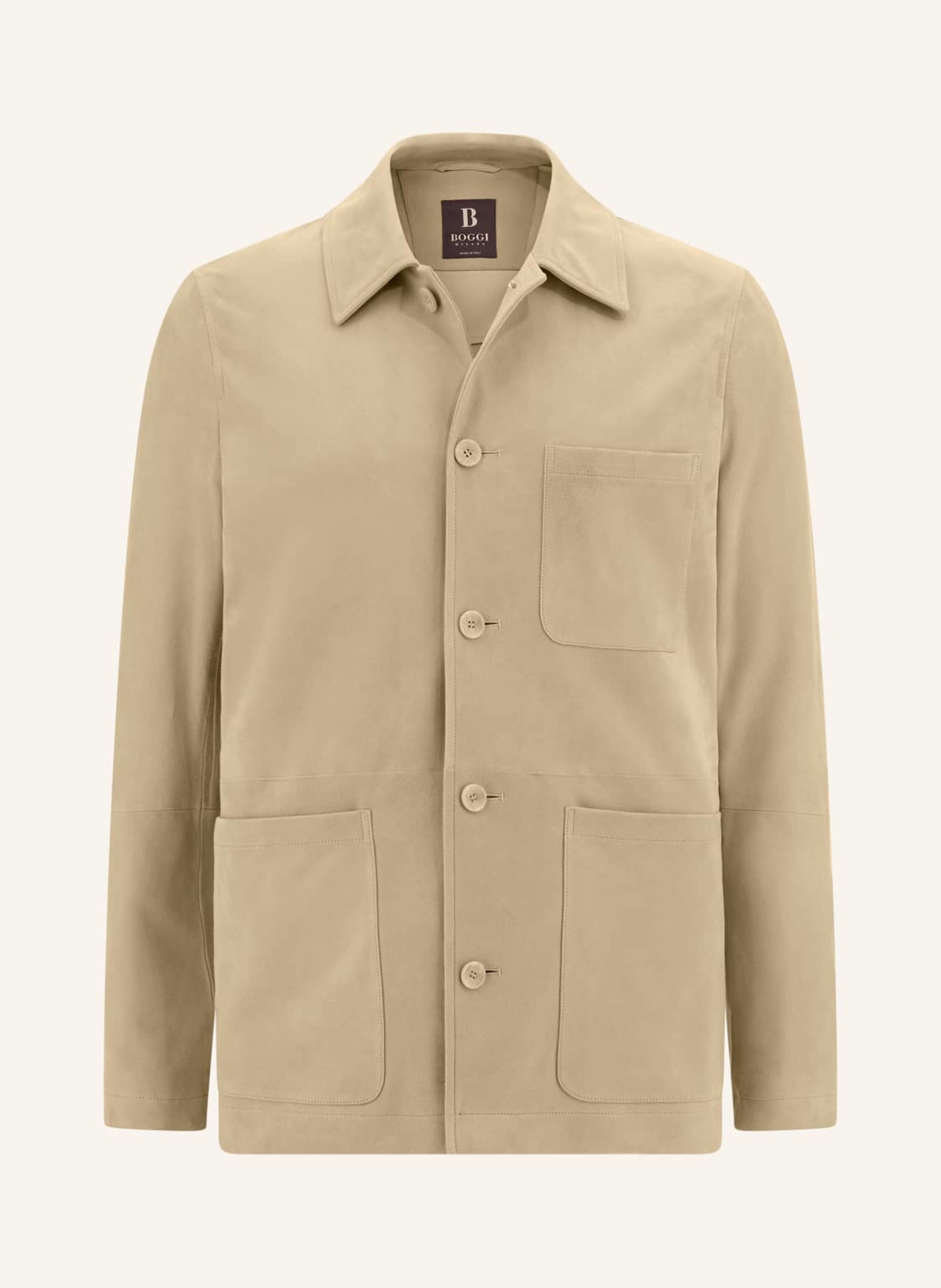 BOGGI MILANO Leather overcoat: BEIGE