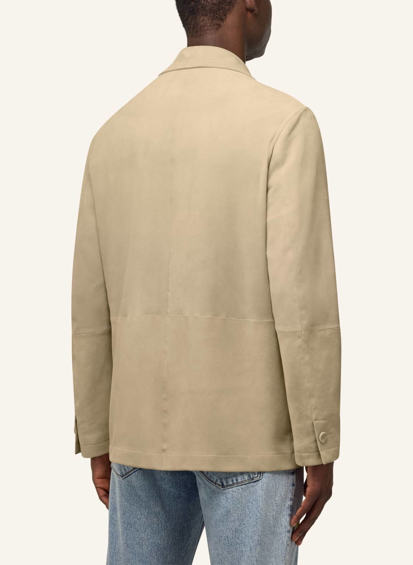 BOGGI MILANO Leather overcoat: BEIGE