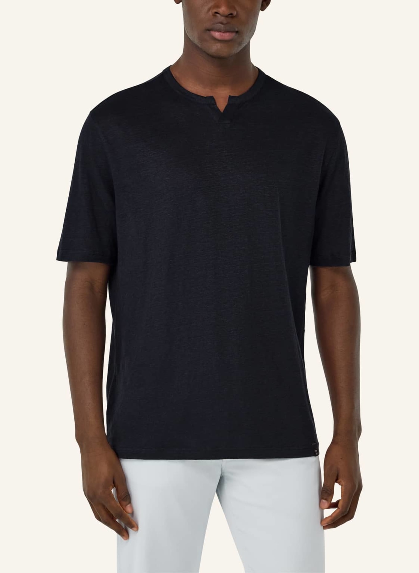 BOGGI MILANO T-Shirt aus Leinen: DUNKELBLAU