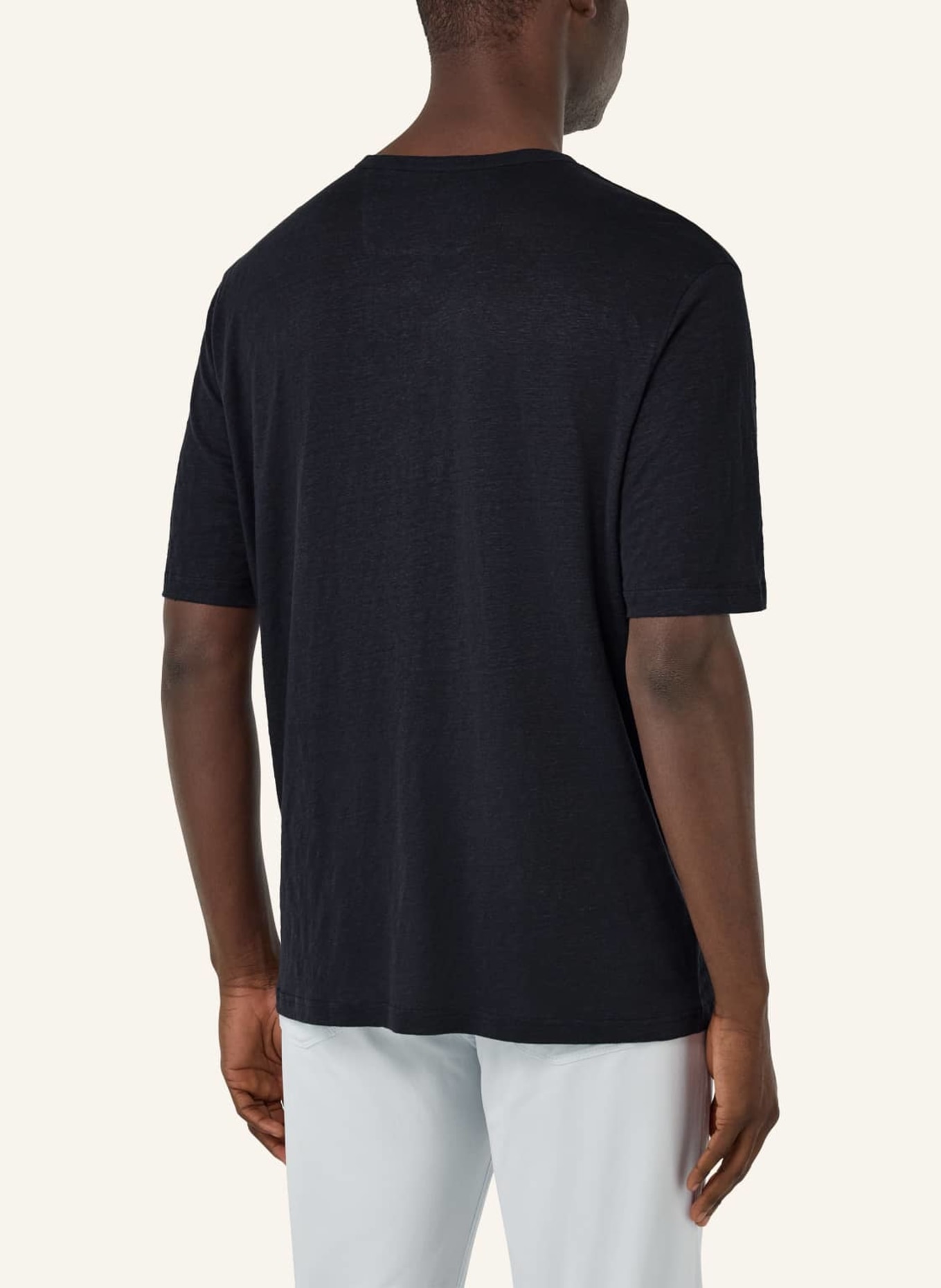 BOGGI MILANO T-Shirt aus Leinen: DUNKELBLAU