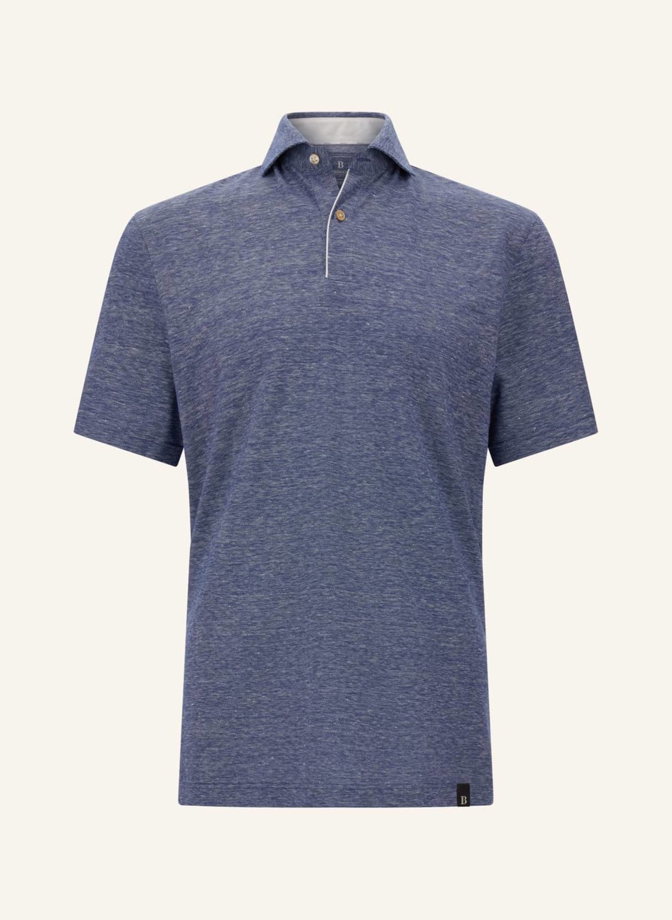 BOGGI MILANO Piqué-Poloshirt mit Leinen: BLAU