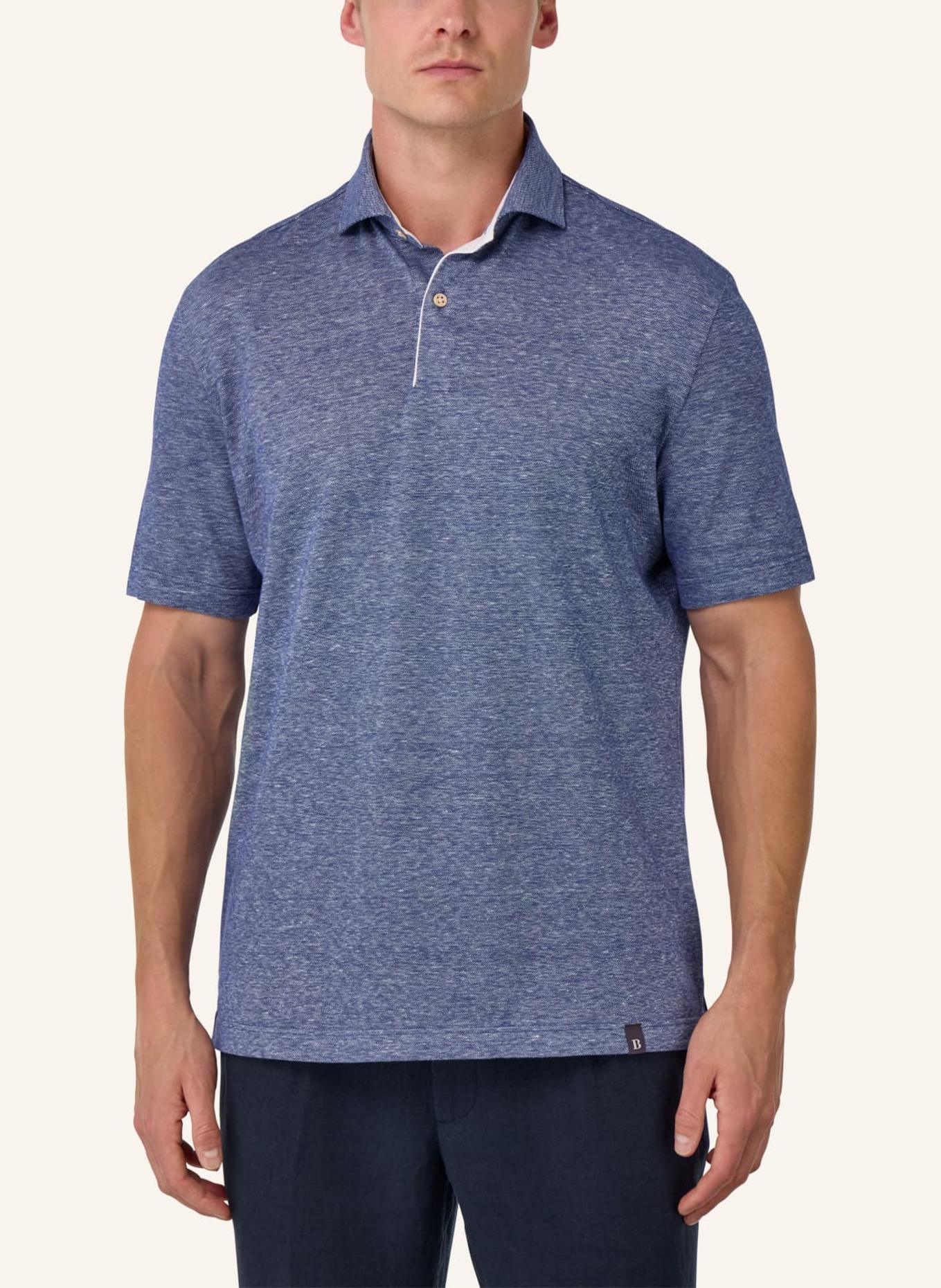 BOGGI MILANO Piqué-Poloshirt mit Leinen: BLAU