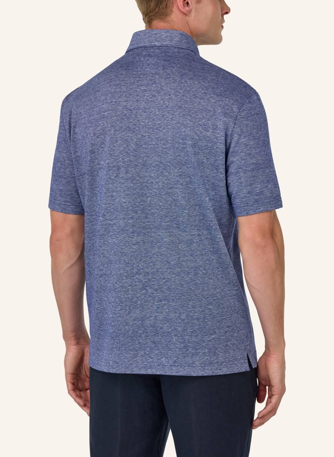 BOGGI MILANO Piqué-Poloshirt mit Leinen: BLAU