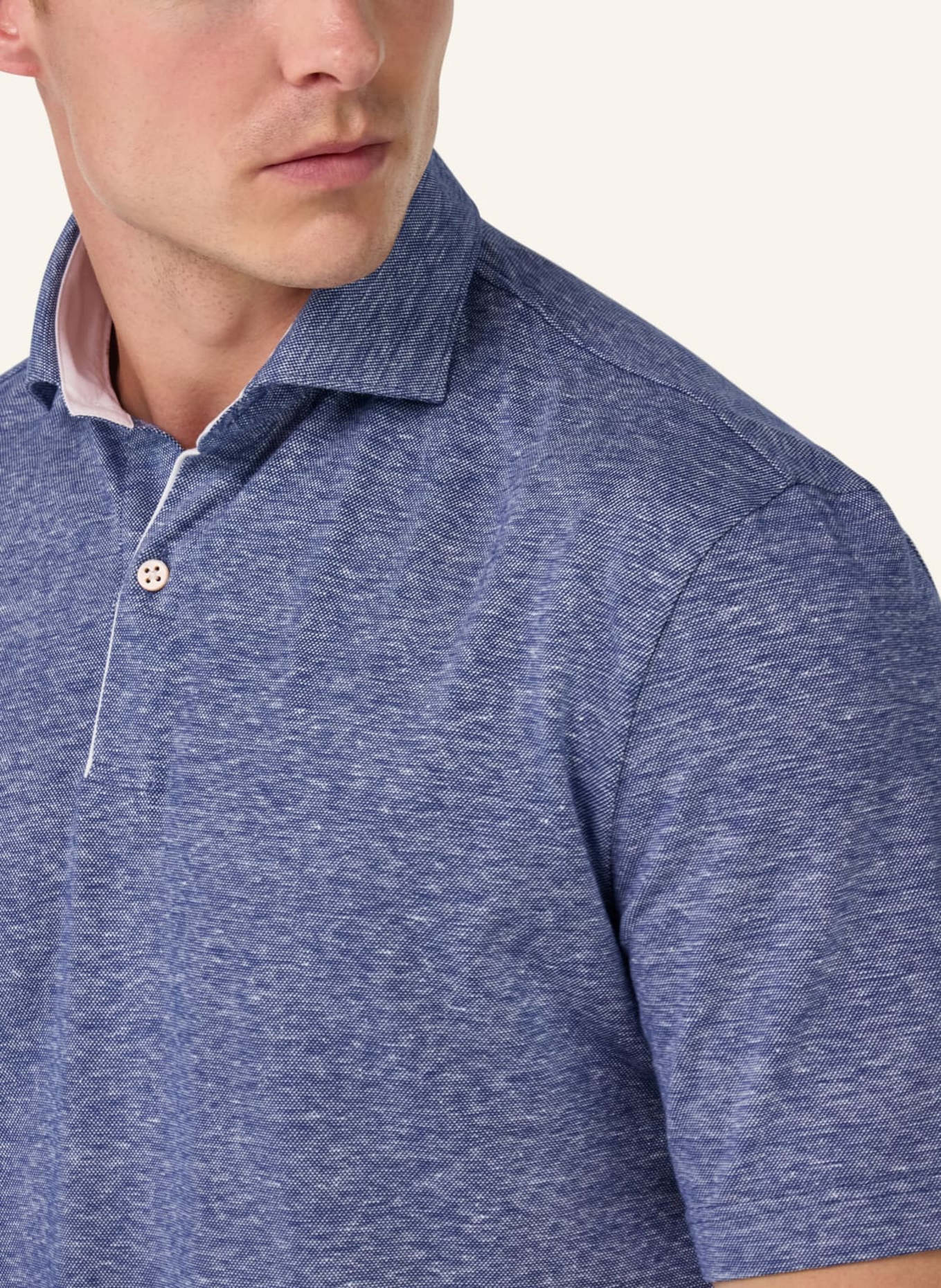 BOGGI MILANO Piqué-Poloshirt mit Leinen: BLAU