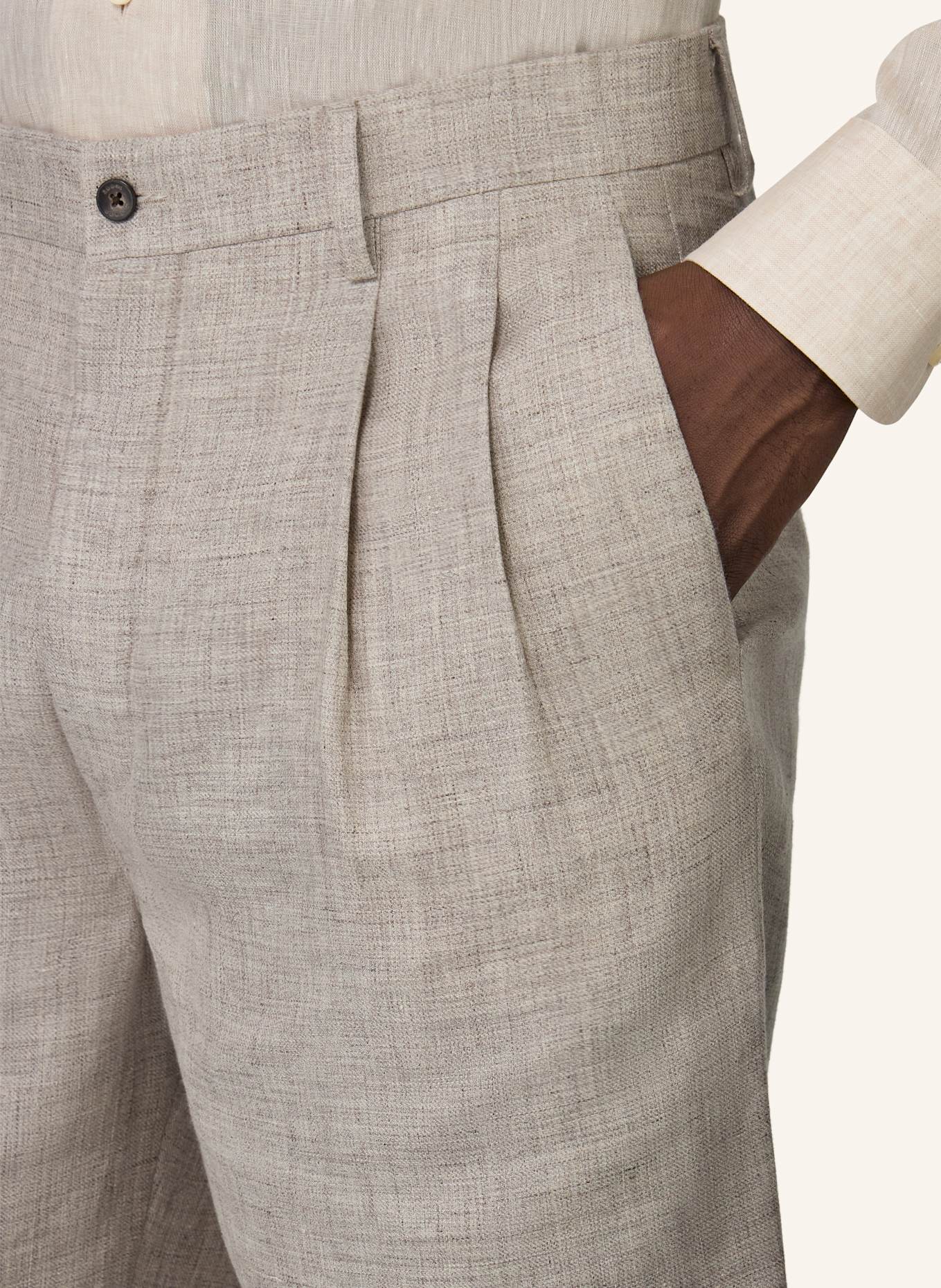 BOGGI MILANO Leinenshorts: GRAU