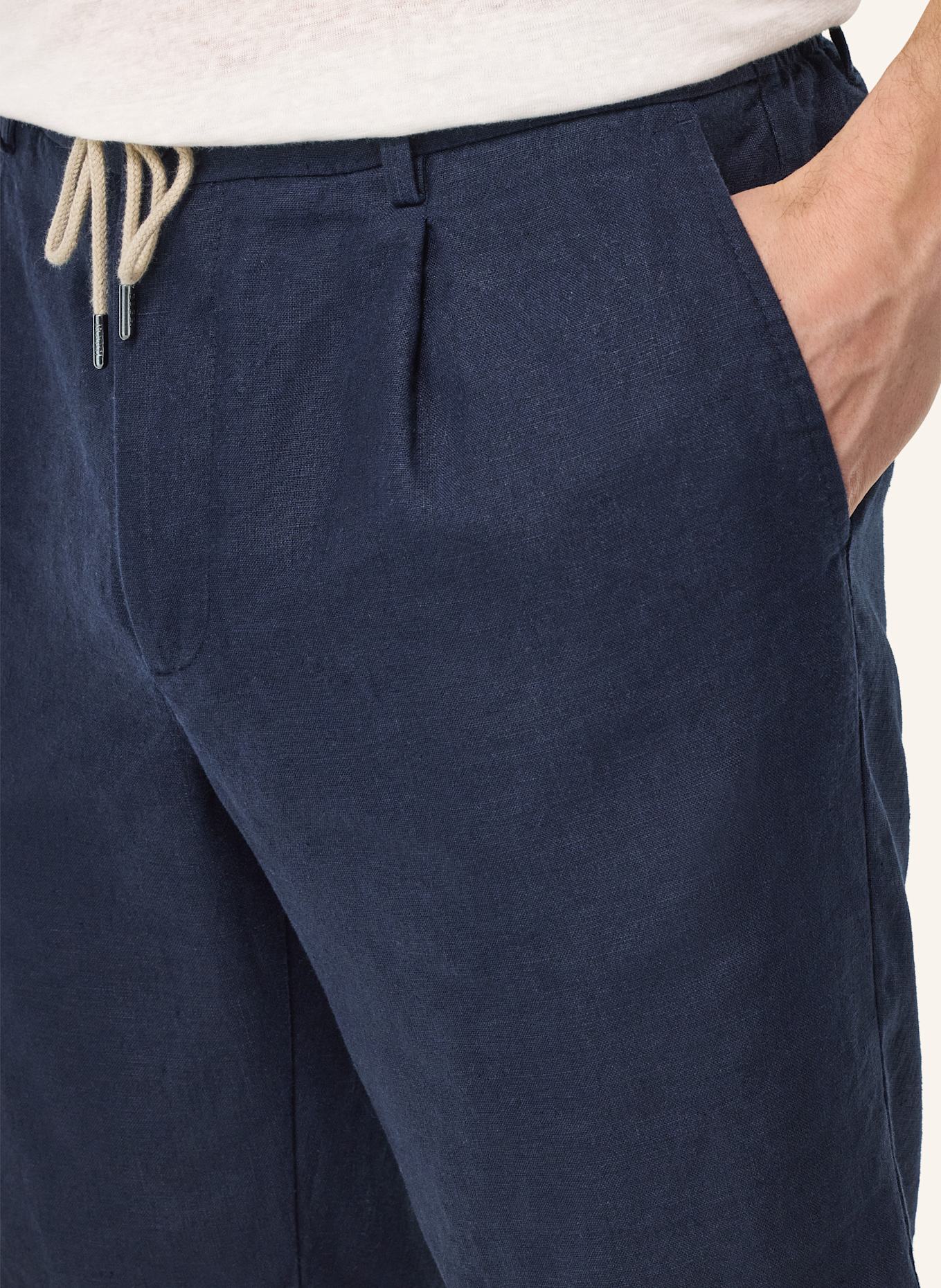 BOGGI MILANO Leinenshorts: BLAU