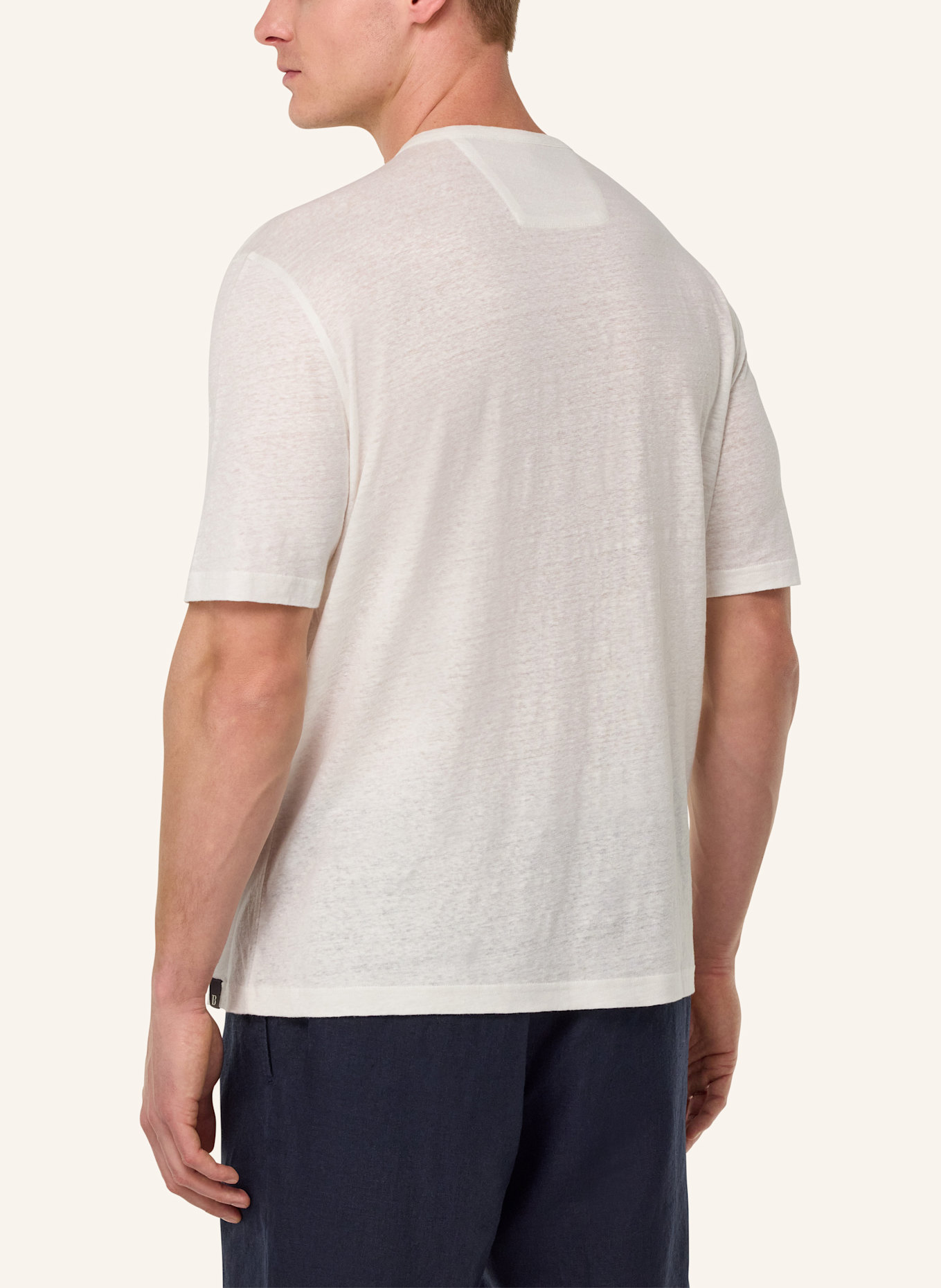 BOGGI MILANO T-shirt van linnen: WIT
