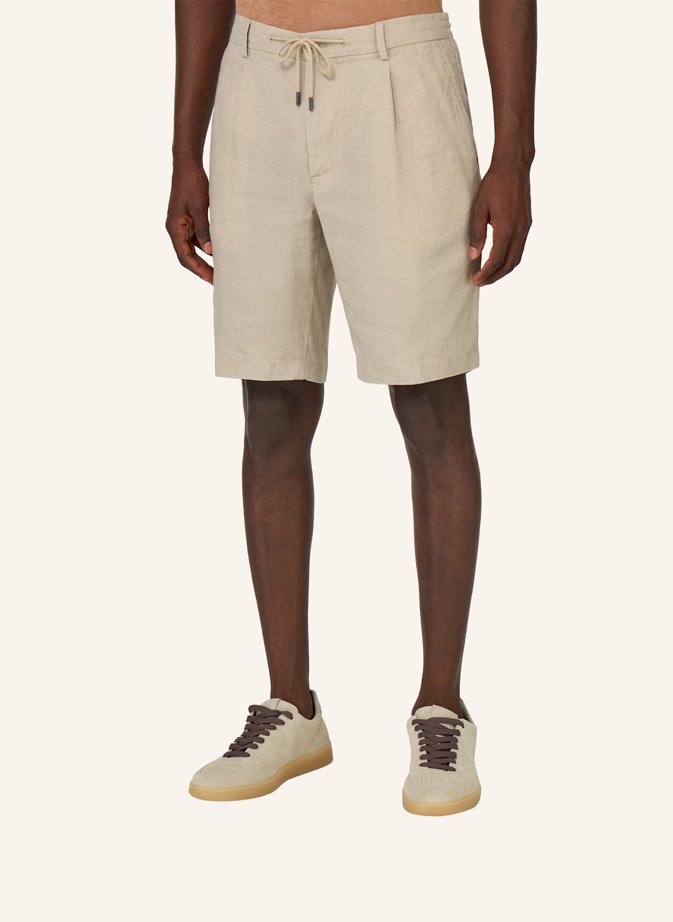 BOGGI MILANO Leinenshorts: BRAUN