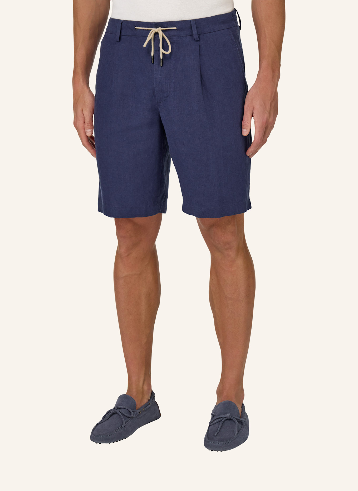BOGGI MILANO Leinenshorts: BLAU