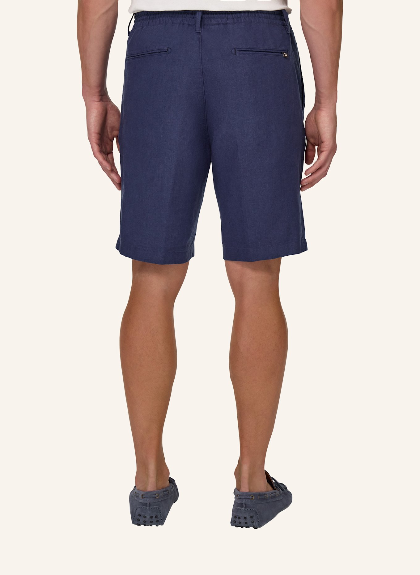 BOGGI MILANO Leinenshorts: BLAU