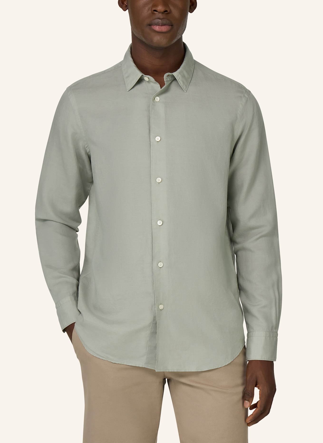 BOGGI MILANO Hemd Regular Fit mit Leinen: GROEN