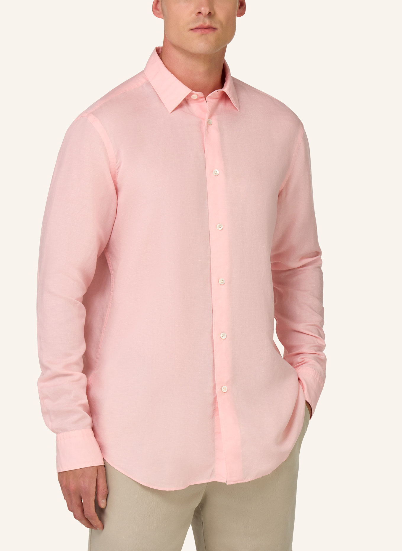 BOGGI MILANO Hemd Regular Fit mit Leinen: ROZE