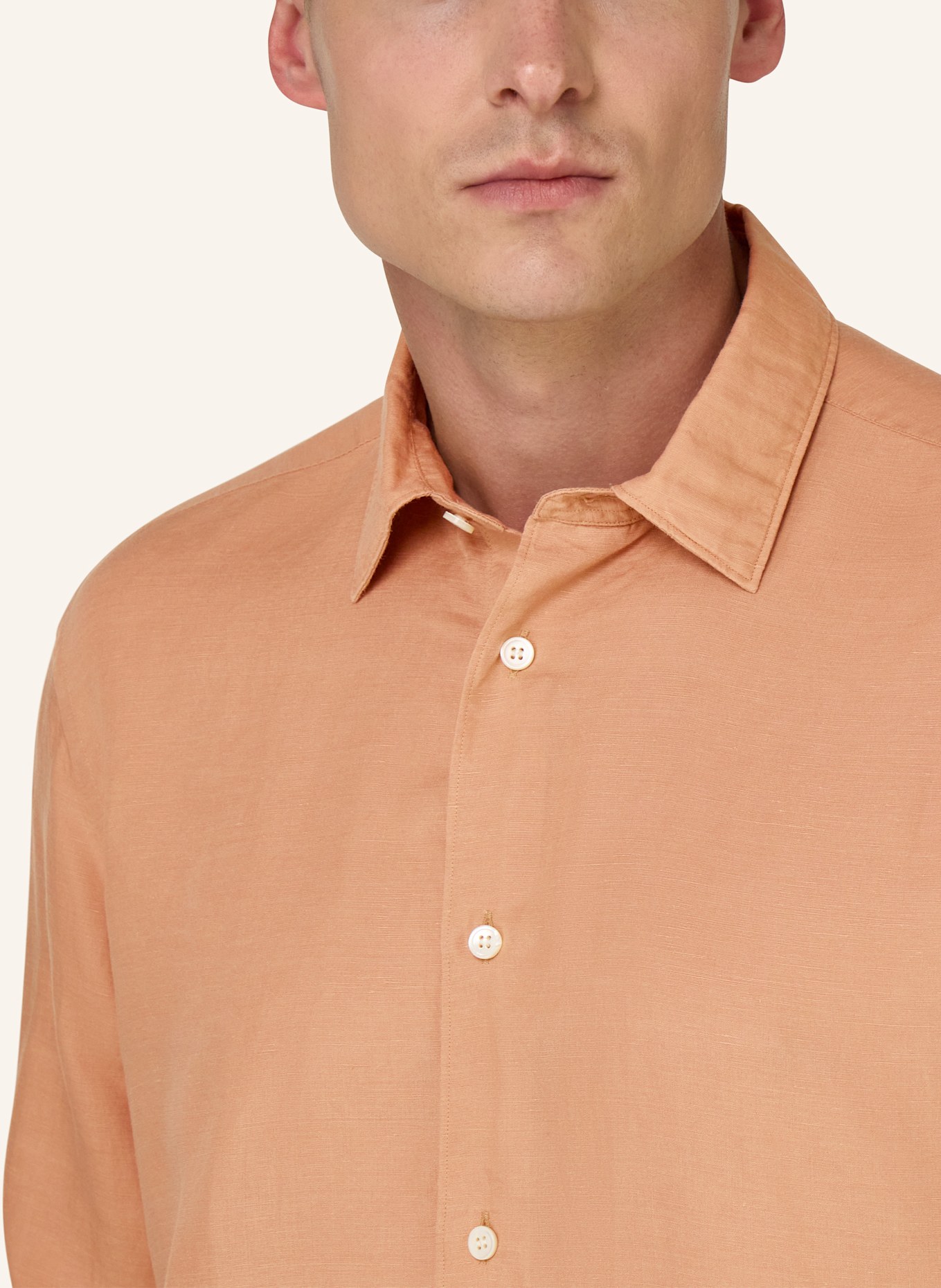 BOGGI MILANO Hemd Regular Fit mit Leinen: ORANJE