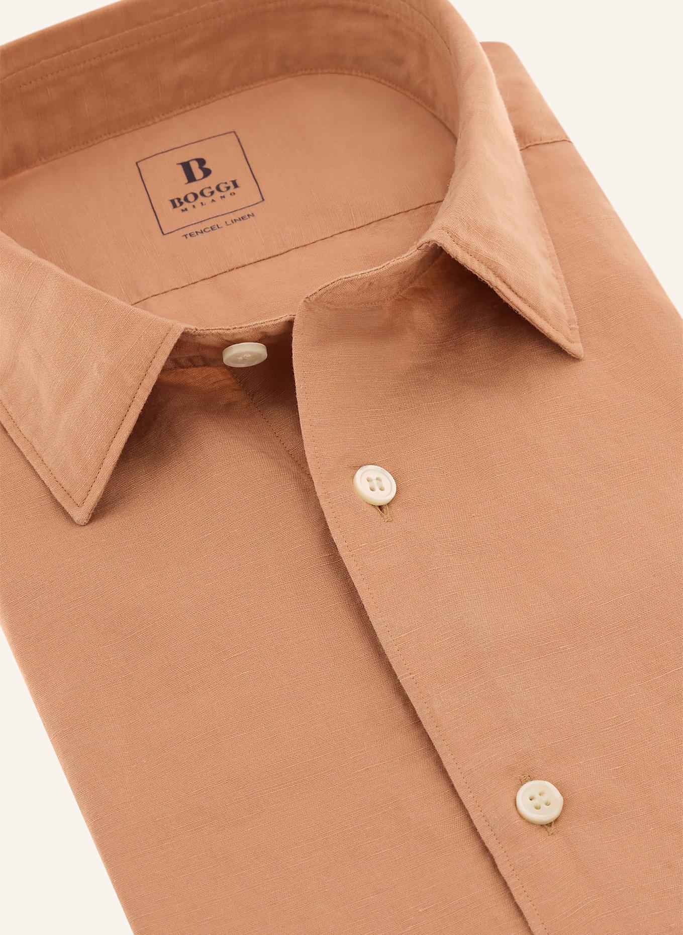 BOGGI MILANO Hemd Regular Fit mit Leinen: ORANJE
