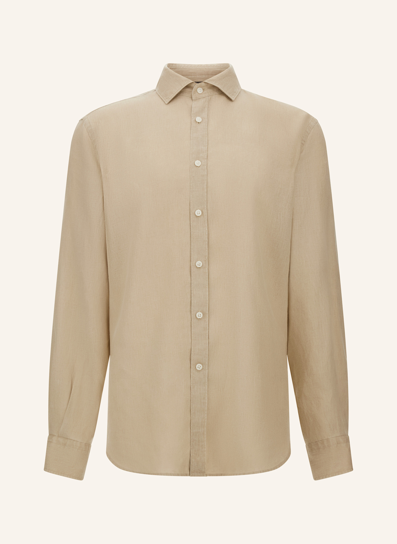 BOGGI MILANO Leinenhemd Regular Fit: BEIGE