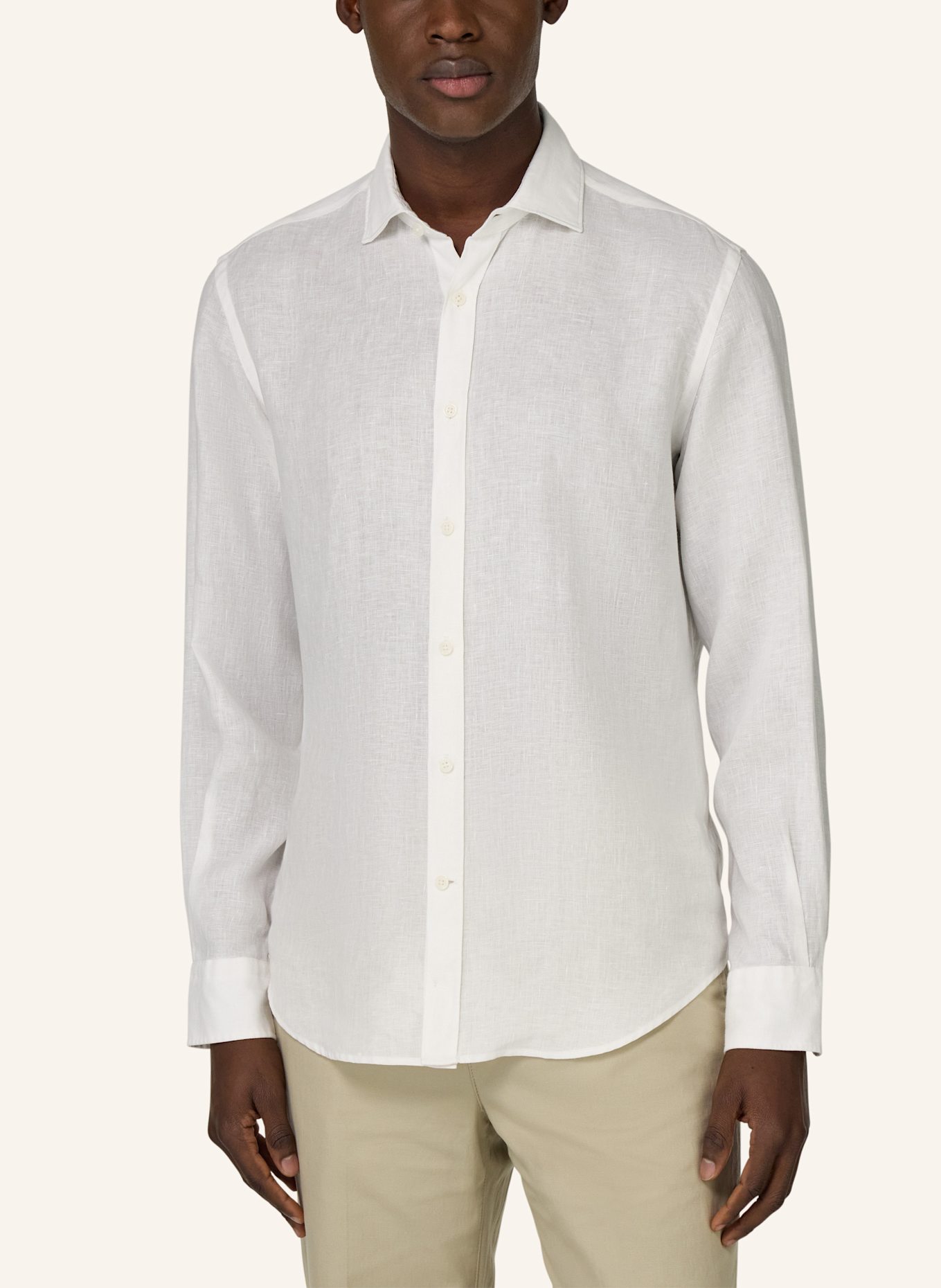 BOGGI MILANO Leinenhemd Regular Fit: WEISS