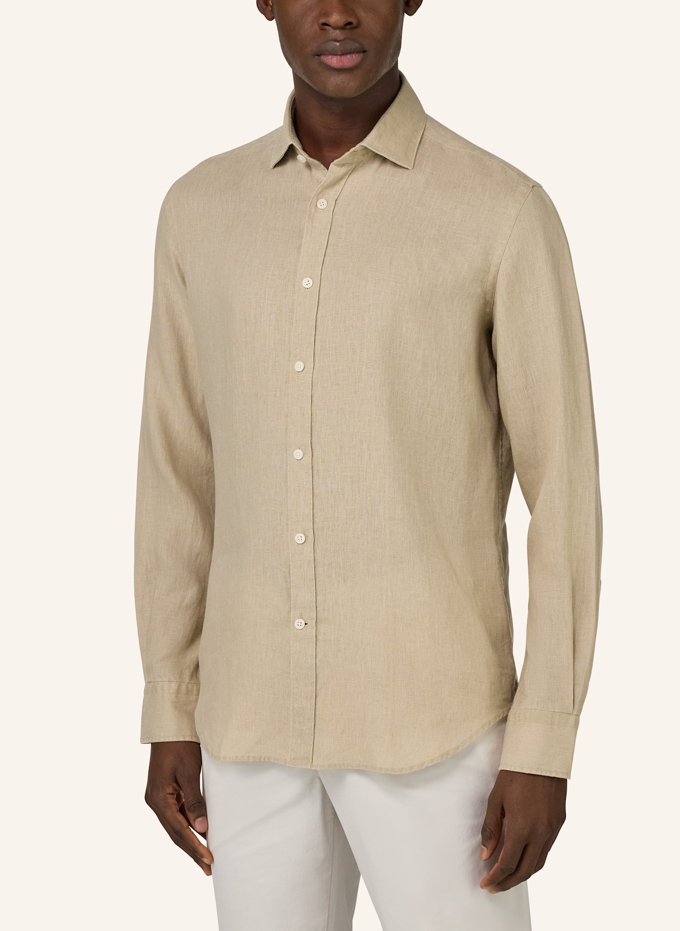 BOGGI MILANO Leinenhemd Regular Fit: BEIGE