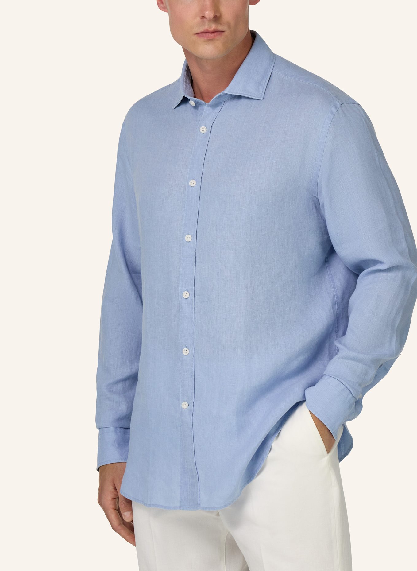 BOGGI MILANO Leinenhemd Regular Fit: HELLBLAU