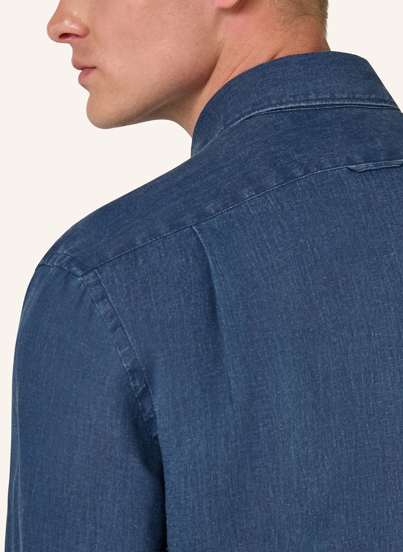 BOGGI MILANO Leinenhemd Regular Fit: BLAU