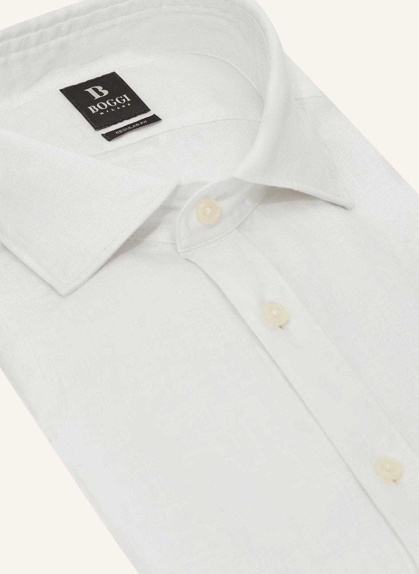 BOGGI MILANO Leinenhemd Regular Fit: WEISS