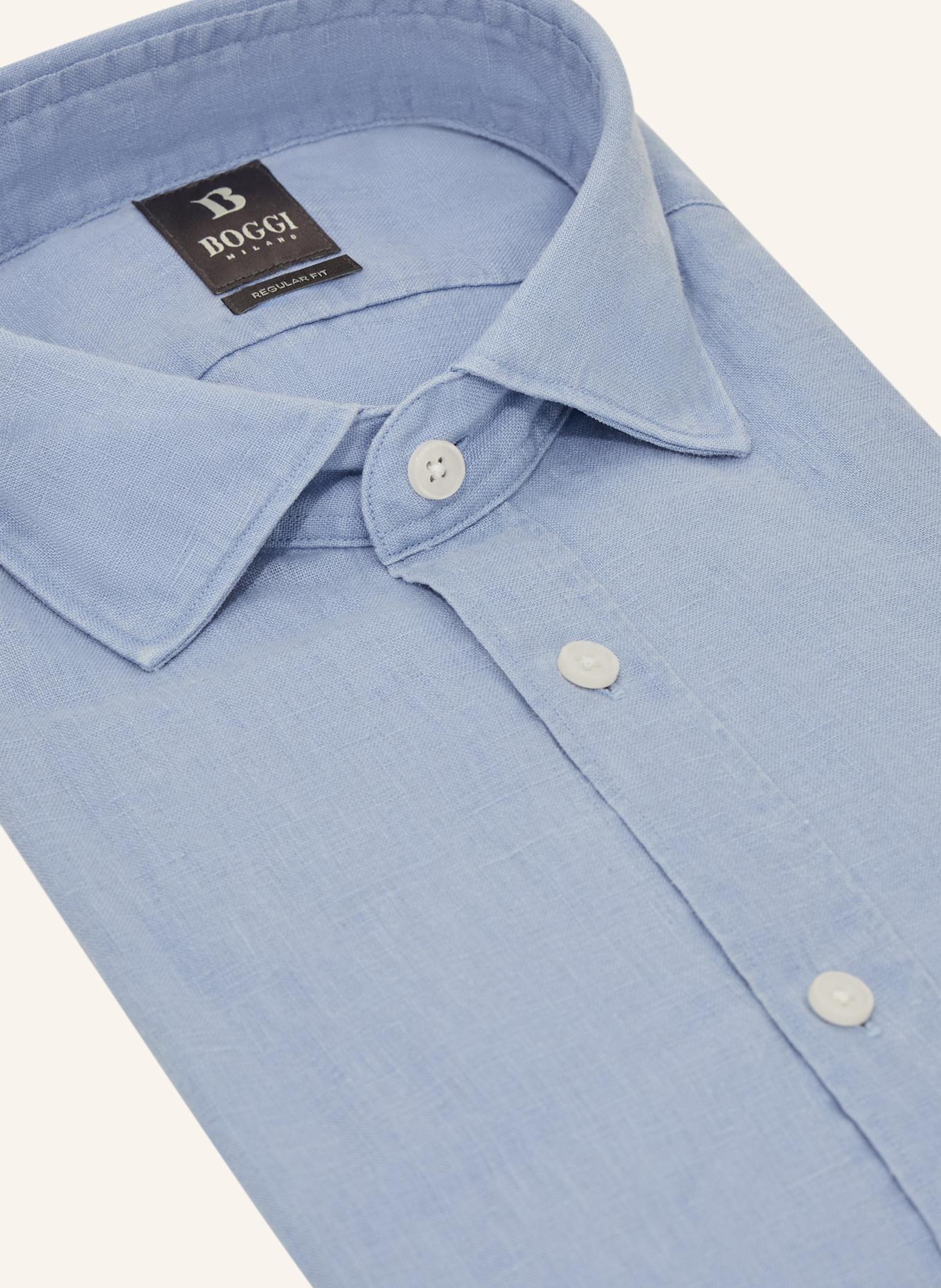 BOGGI MILANO Leinenhemd Regular Fit: HELLBLAU
