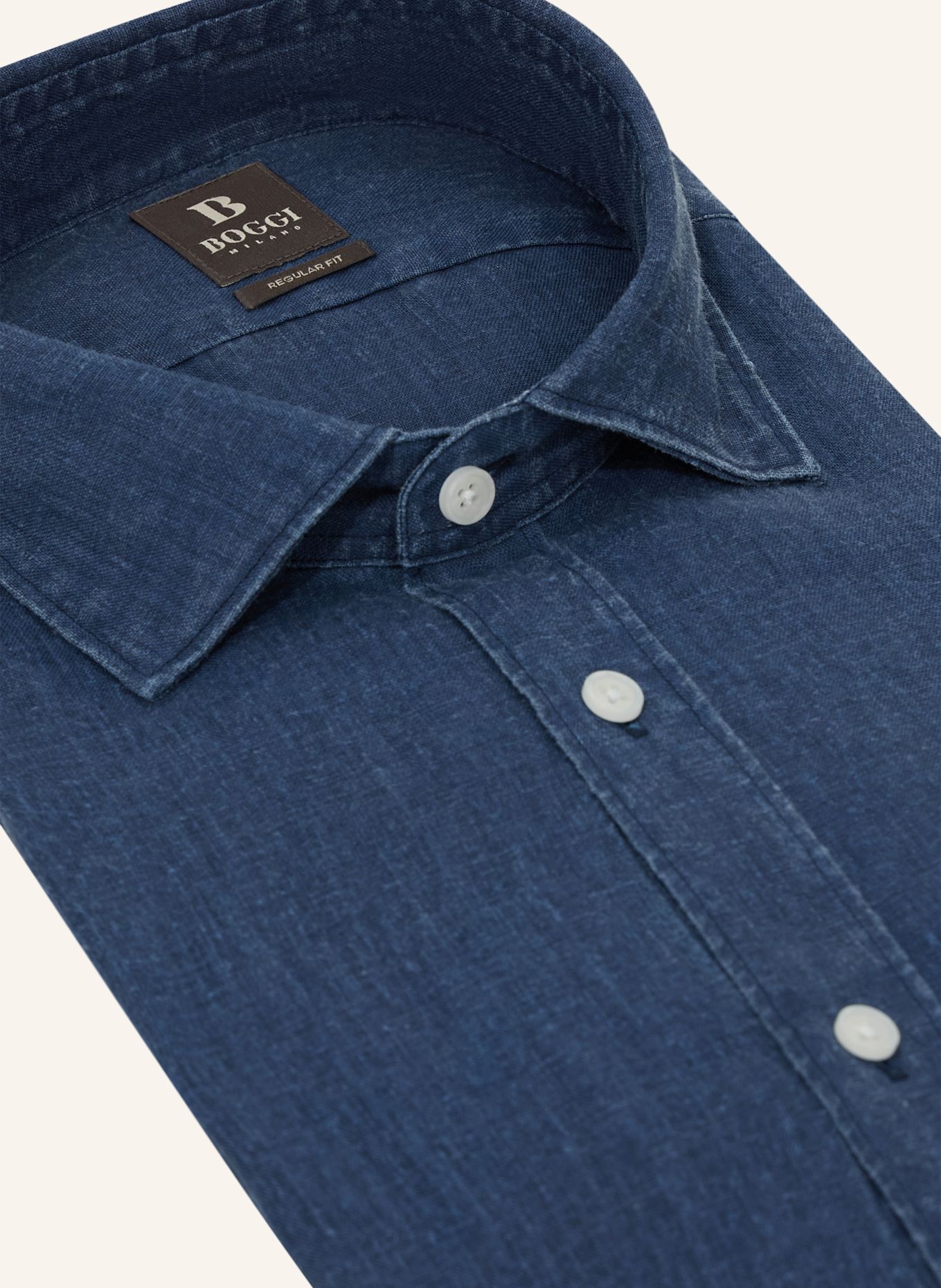 BOGGI MILANO Leinenhemd Regular Fit: BLAU