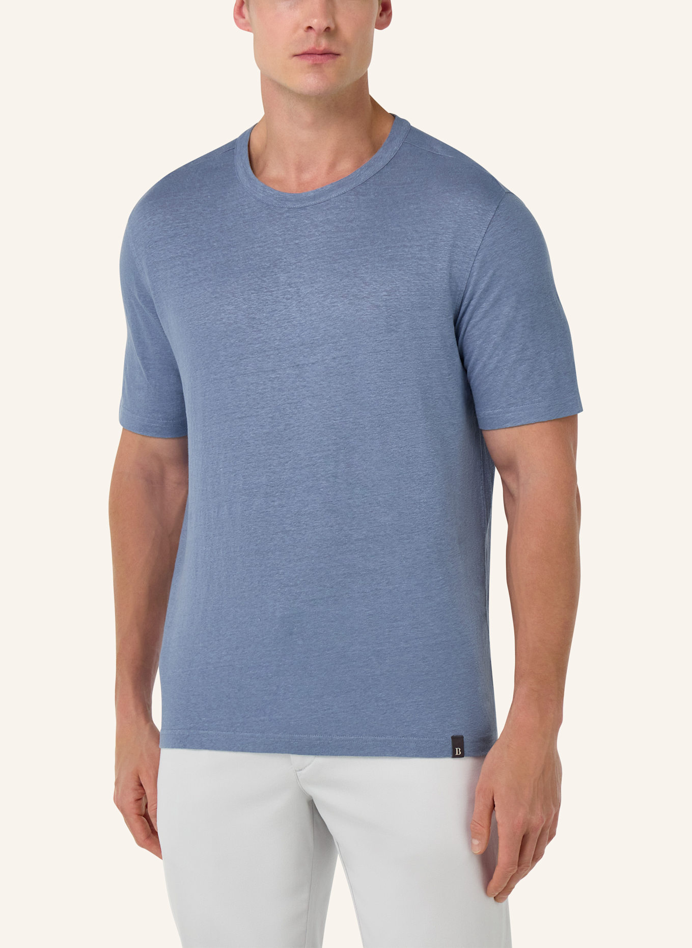 BOGGI MILANO T-Shirt aus Leinen: HELLBLAU