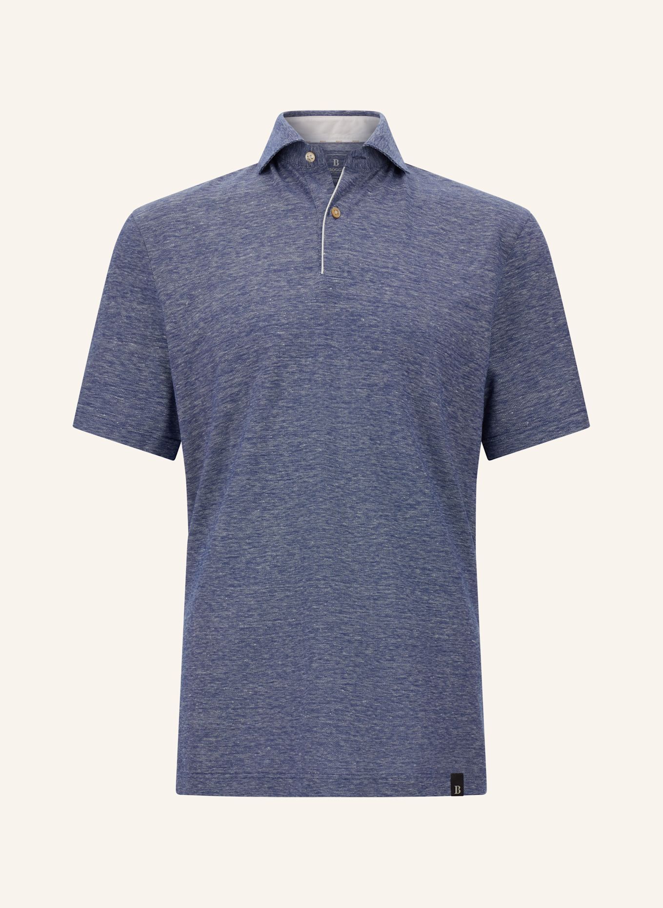 BOGGI MILANO Piqué-Poloshirt mit Leinen: BLAU