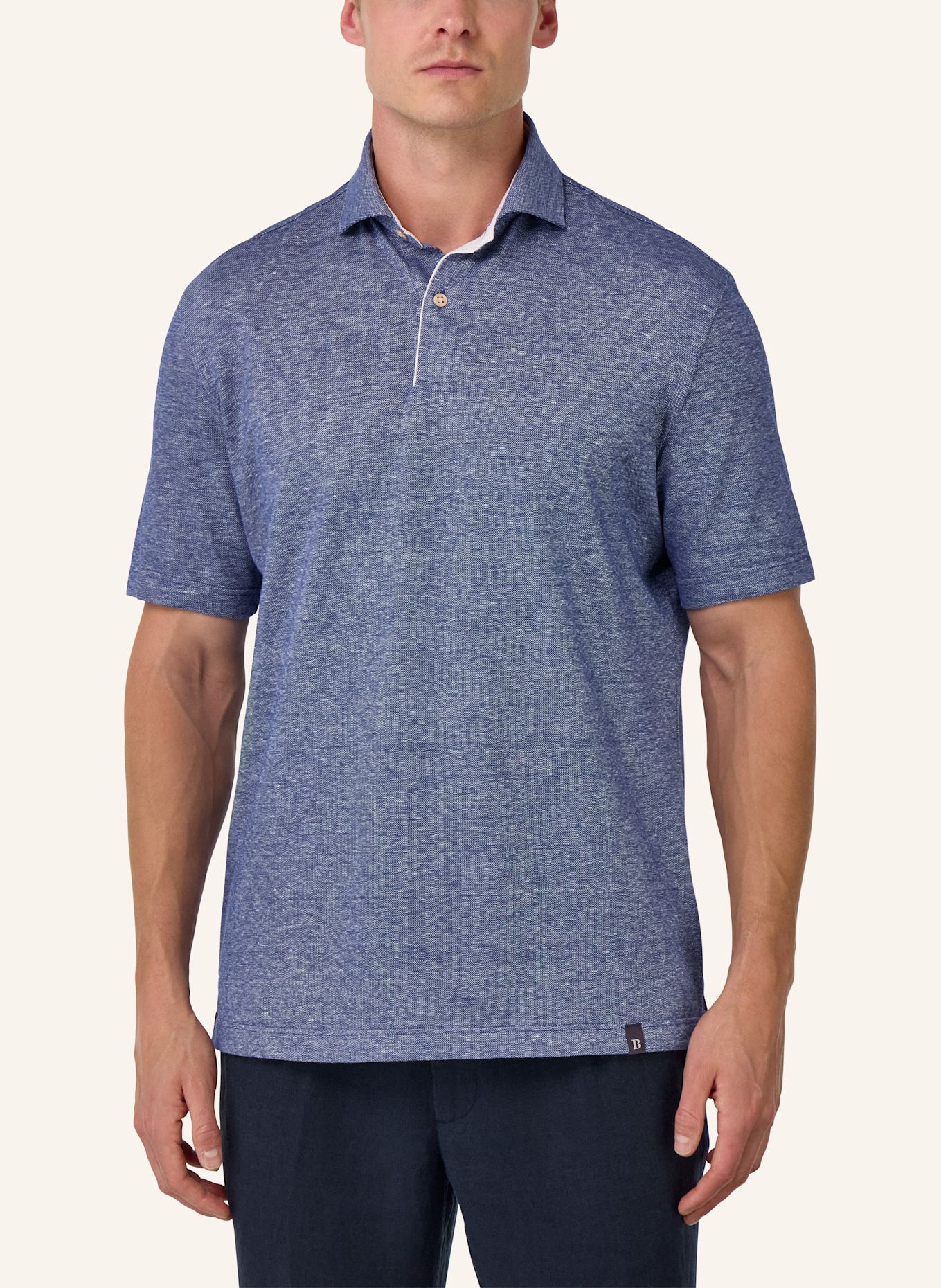 BOGGI MILANO Piqué-Poloshirt mit Leinen: BLAU