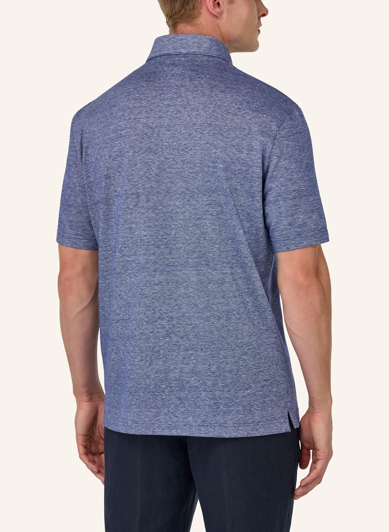 BOGGI MILANO Piqué-Poloshirt mit Leinen: BLAU