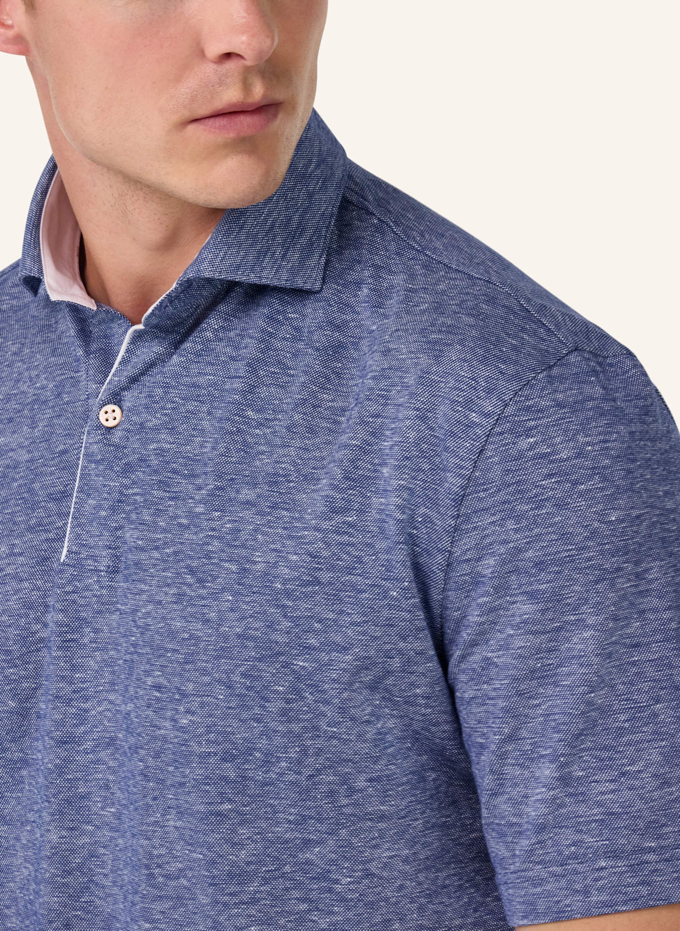 BOGGI MILANO Piqué-Poloshirt mit Leinen: BLAU