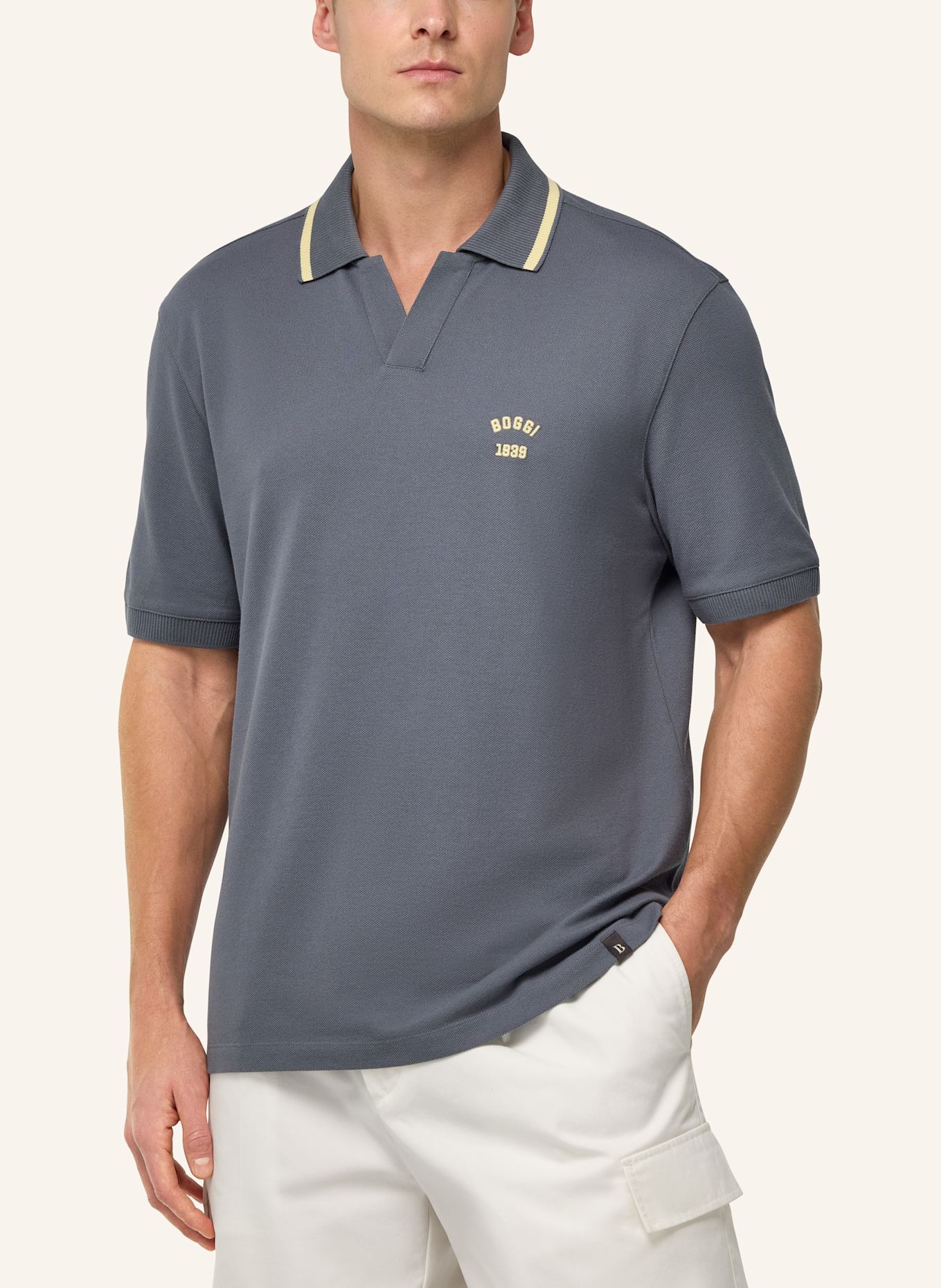 BOGGI MILANO Piqué Polo Shirt: GRAY