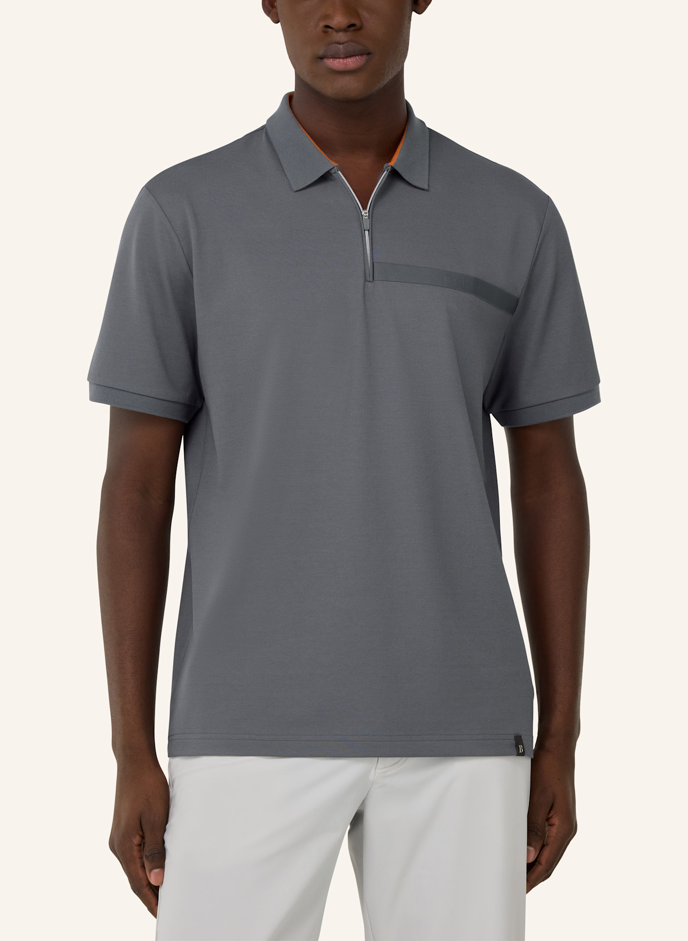 BOGGI MILANO Piqué Polo Shirt: GRAY