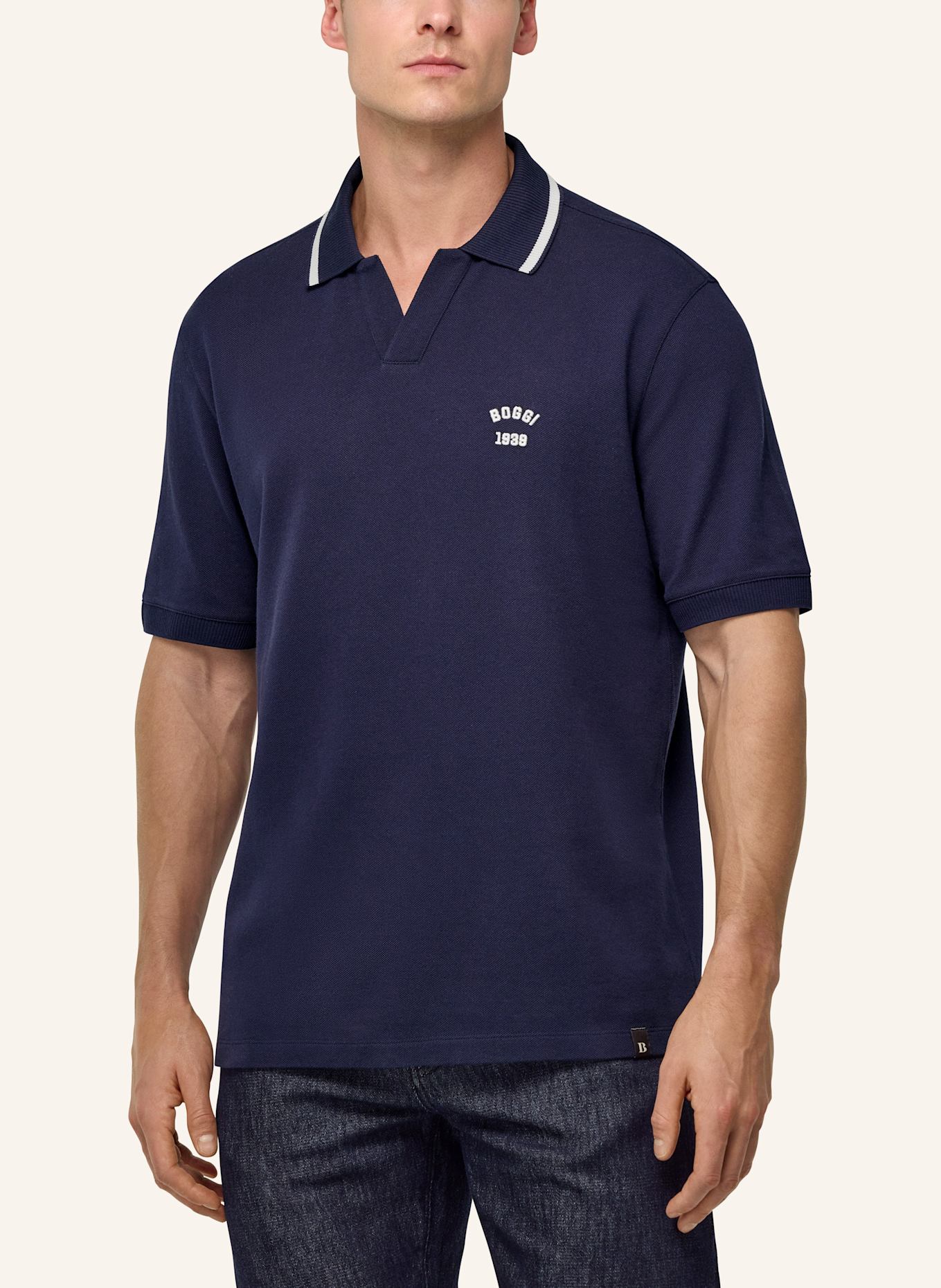 BOGGI MILANO Piqué Polo Shirt: BLUE