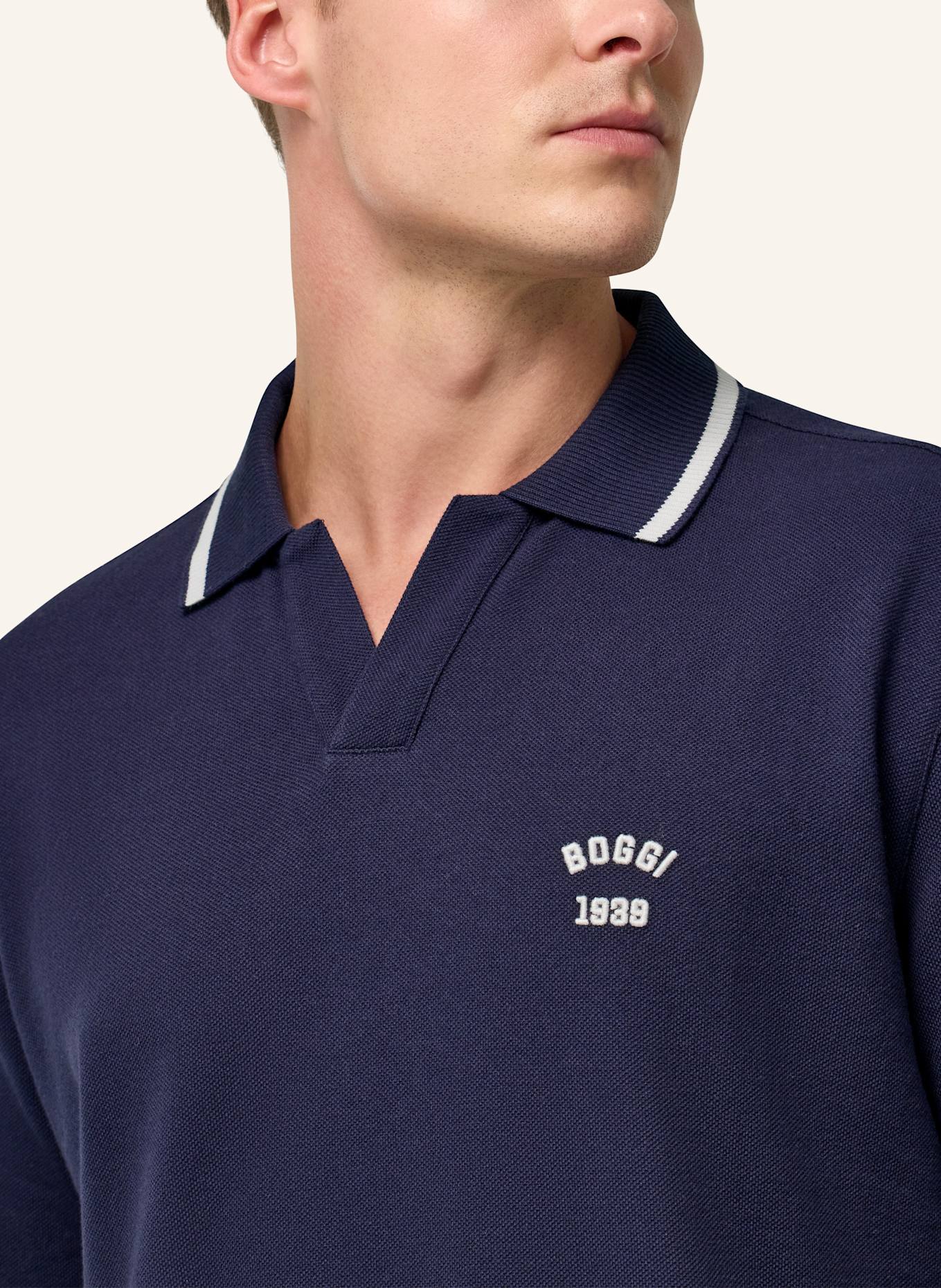 BOGGI MILANO Piqué Polo Shirt: BLUE